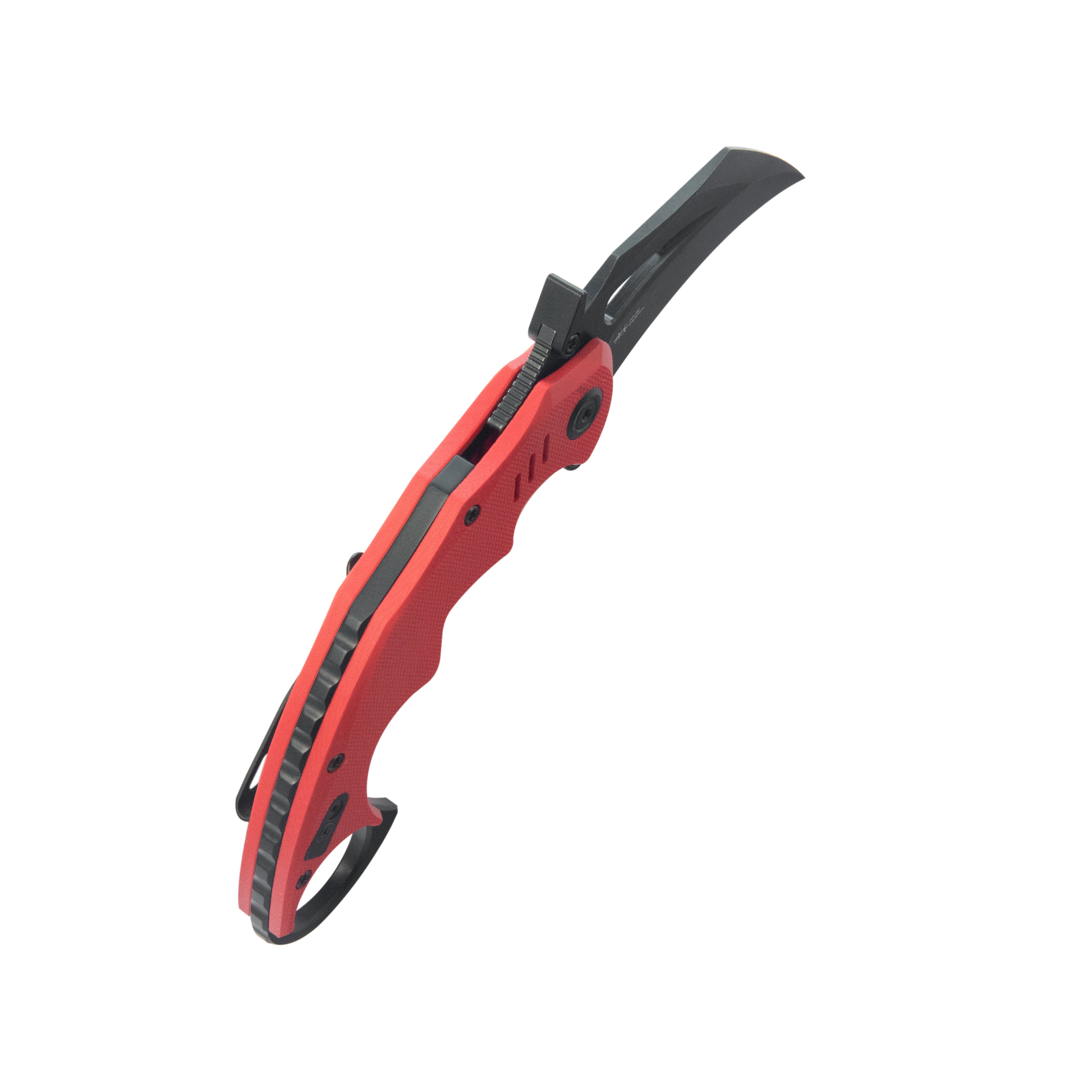 Kubey Mini Wrath Karambit Folding Knife Red G-10 Handle 2.44" Blackwash 14C28N Blade KU262H