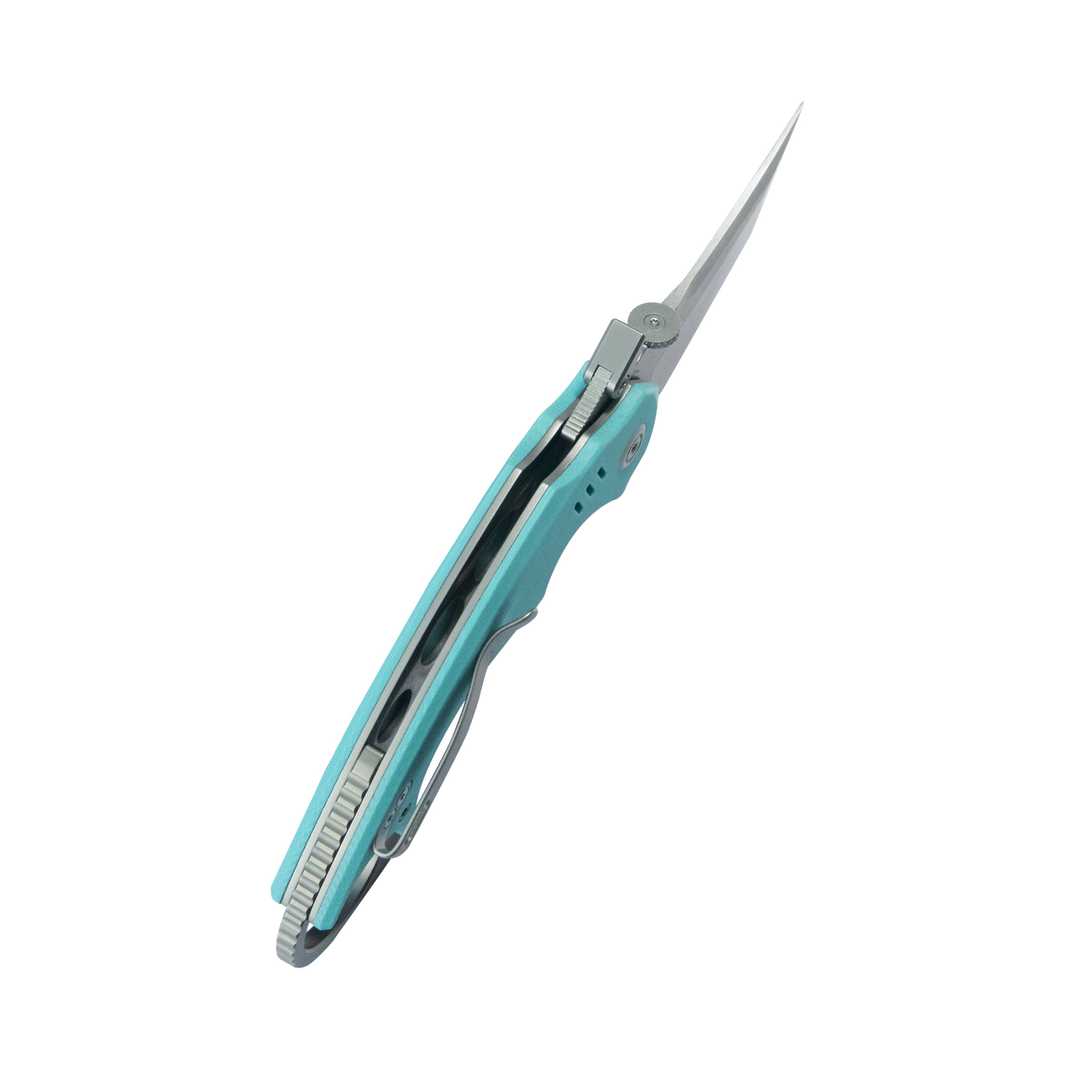 Kubey Jaw Tanto Karambit Folding Knife Tiffany Blue G-10 Handle 2.52" Sandblast 14C28N Blade KU439B