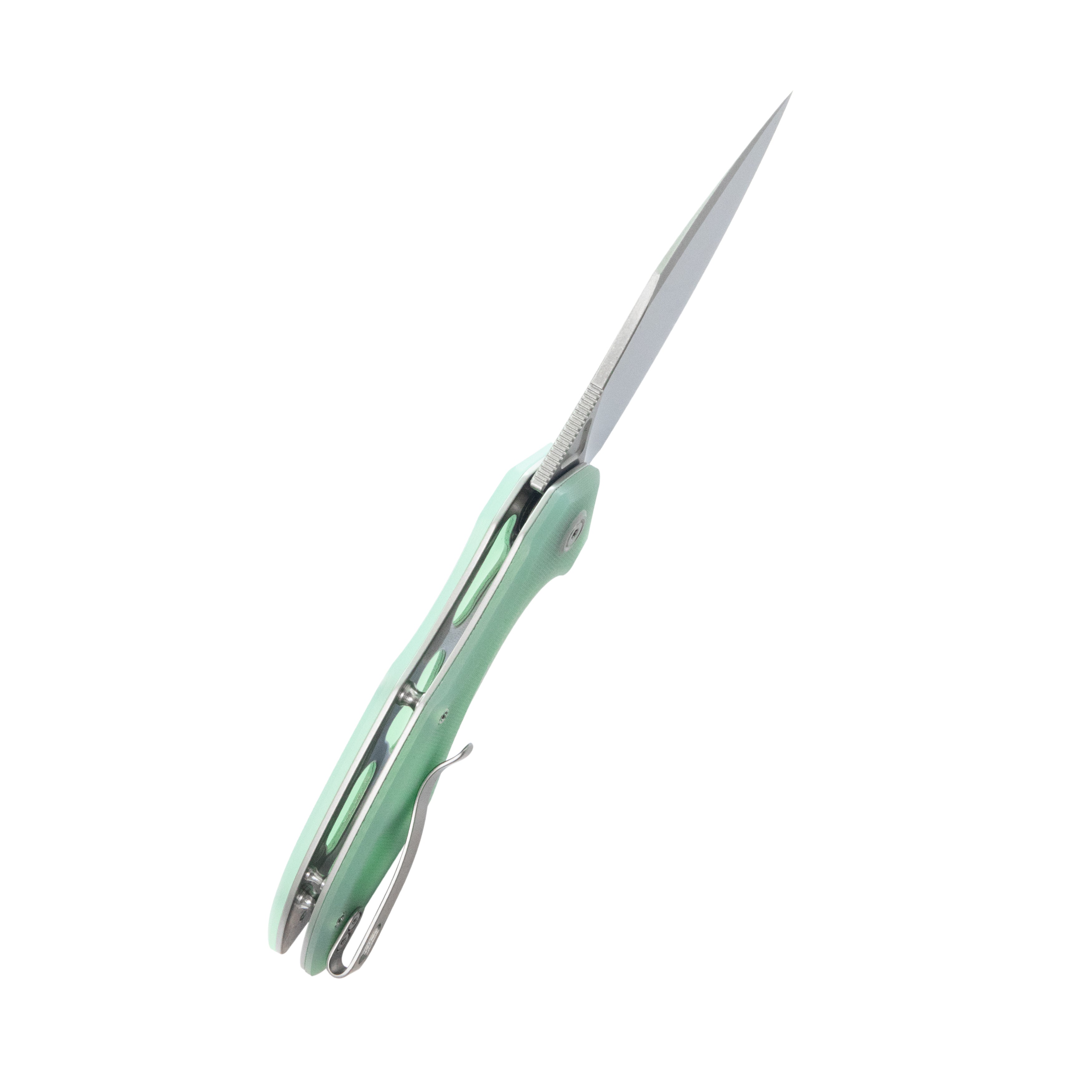 Kubey Noble Flipper Folding Knife Jade G10 Handle 3.15" Beadblast 14C28N KU236M