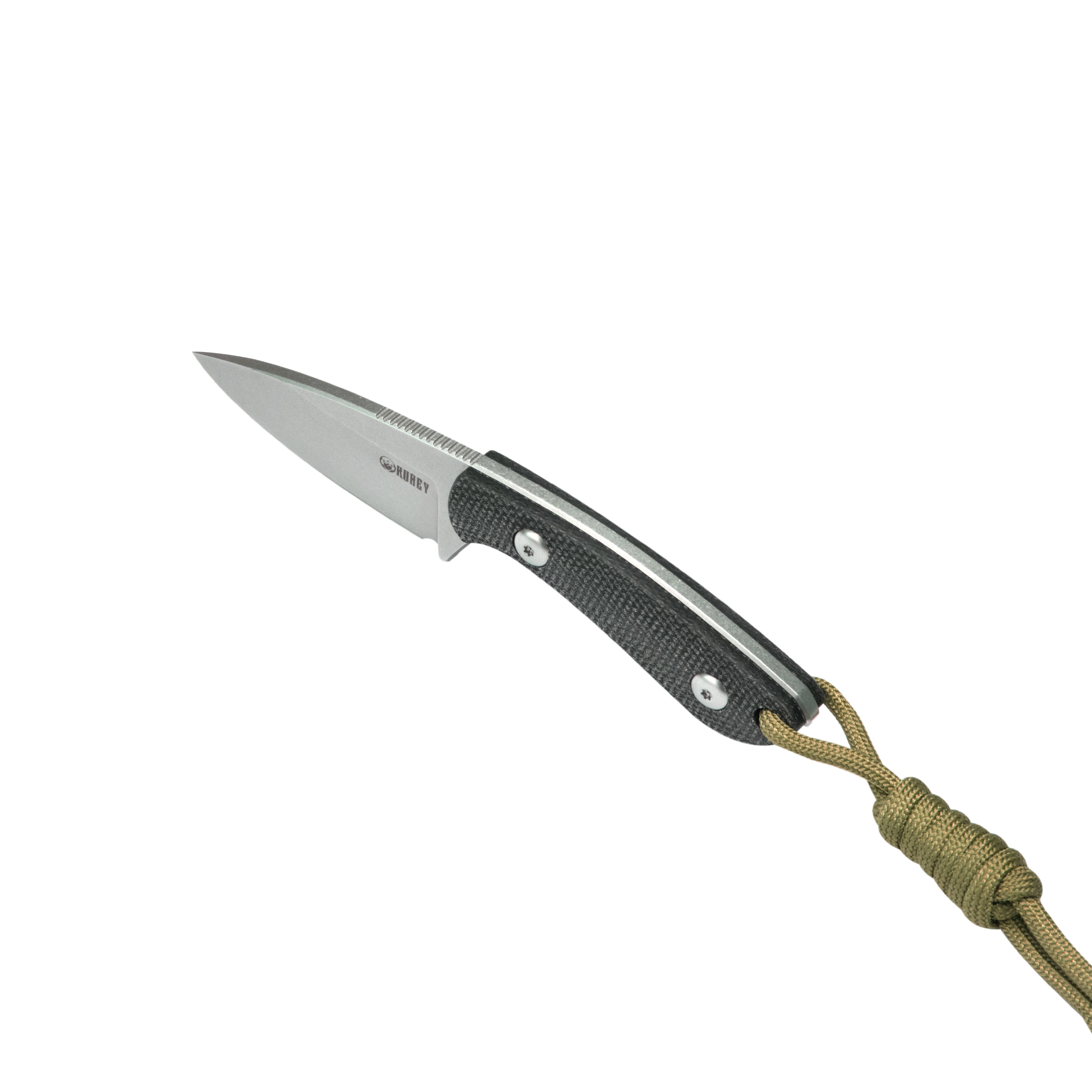 Kubey Bloom Fixed Blade Knife Black Coarse Micarta Handle 2.60" Beadblast 14C28N Blade KU411A