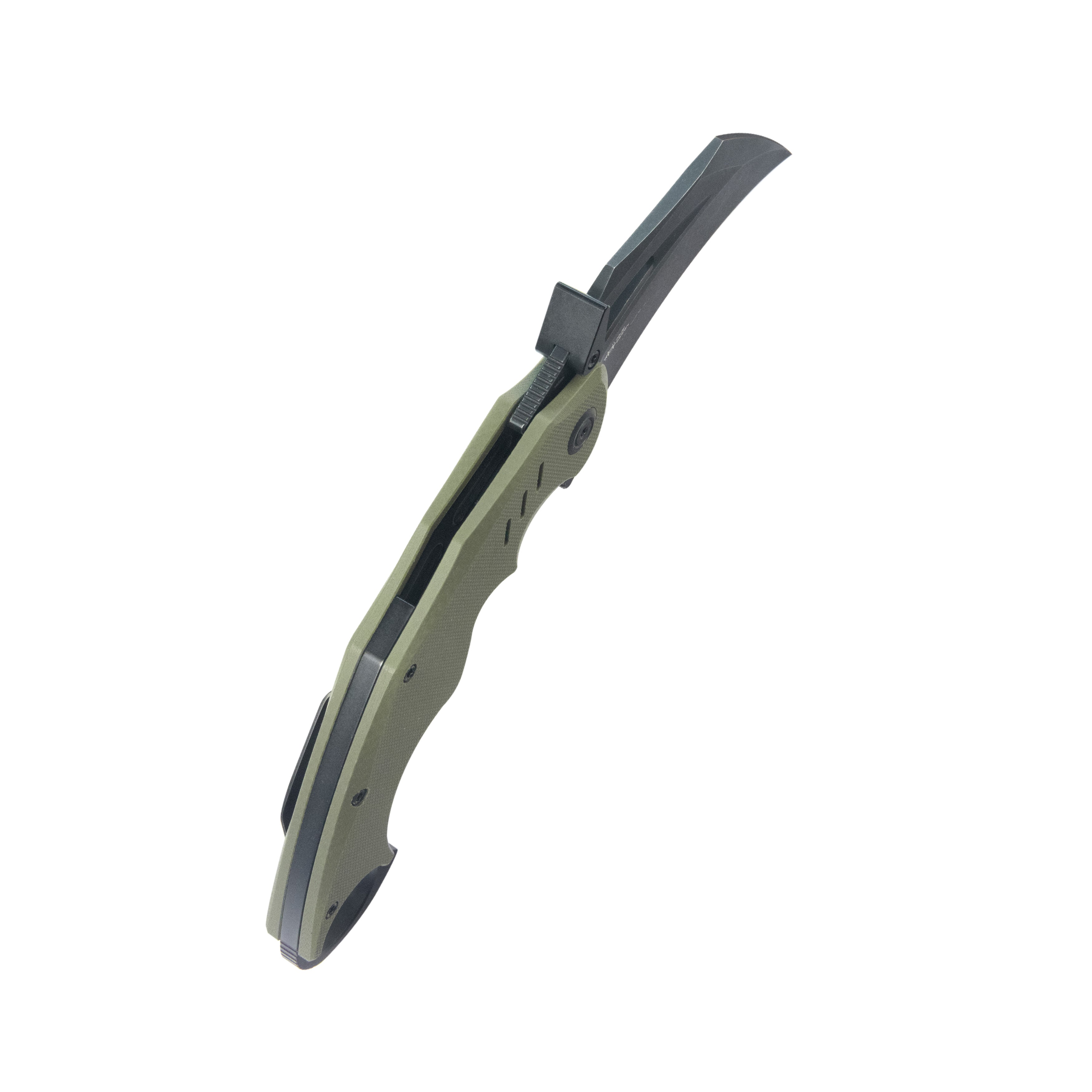 Kubey Wrath Karambit Folding Knife Green G-10 Handle 2.68" Blackwash 14C28N Blade KU261F