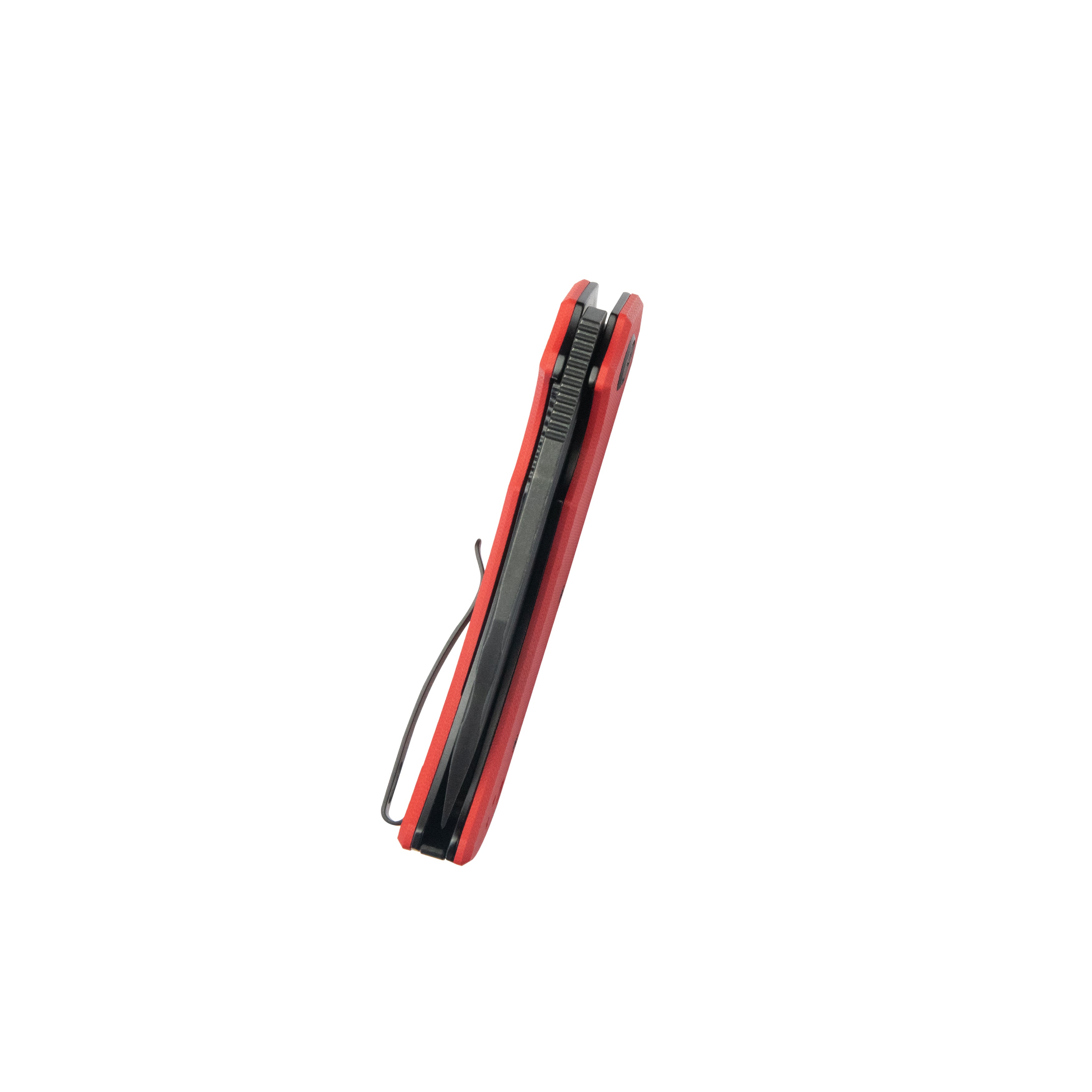 Mikkel Willumsen Design Bravo one Tanto Outdoor Folding Camping Knife Red G10 Handle 3.39" Blackwash AUS-10 KU318B
