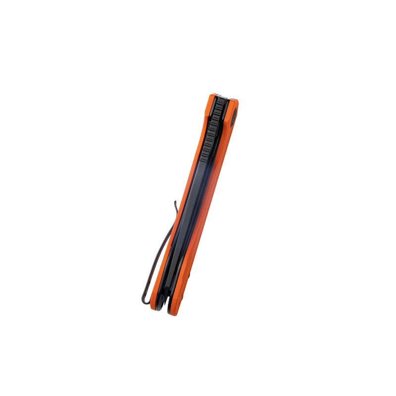 Elang Liner Lock Folding Knife Orange G10 Handle 3.94" Blackwashed Sheepsfoot AUS-10 KU365B