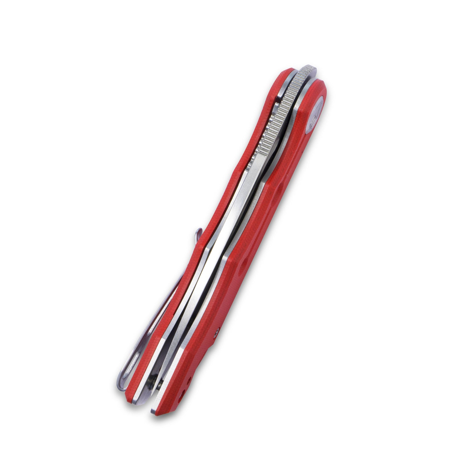 Kubey Mizo Liner Lock Front Flipper Folding Knife Red G10 Handle 3.15" Satin 14C28N KU2101C