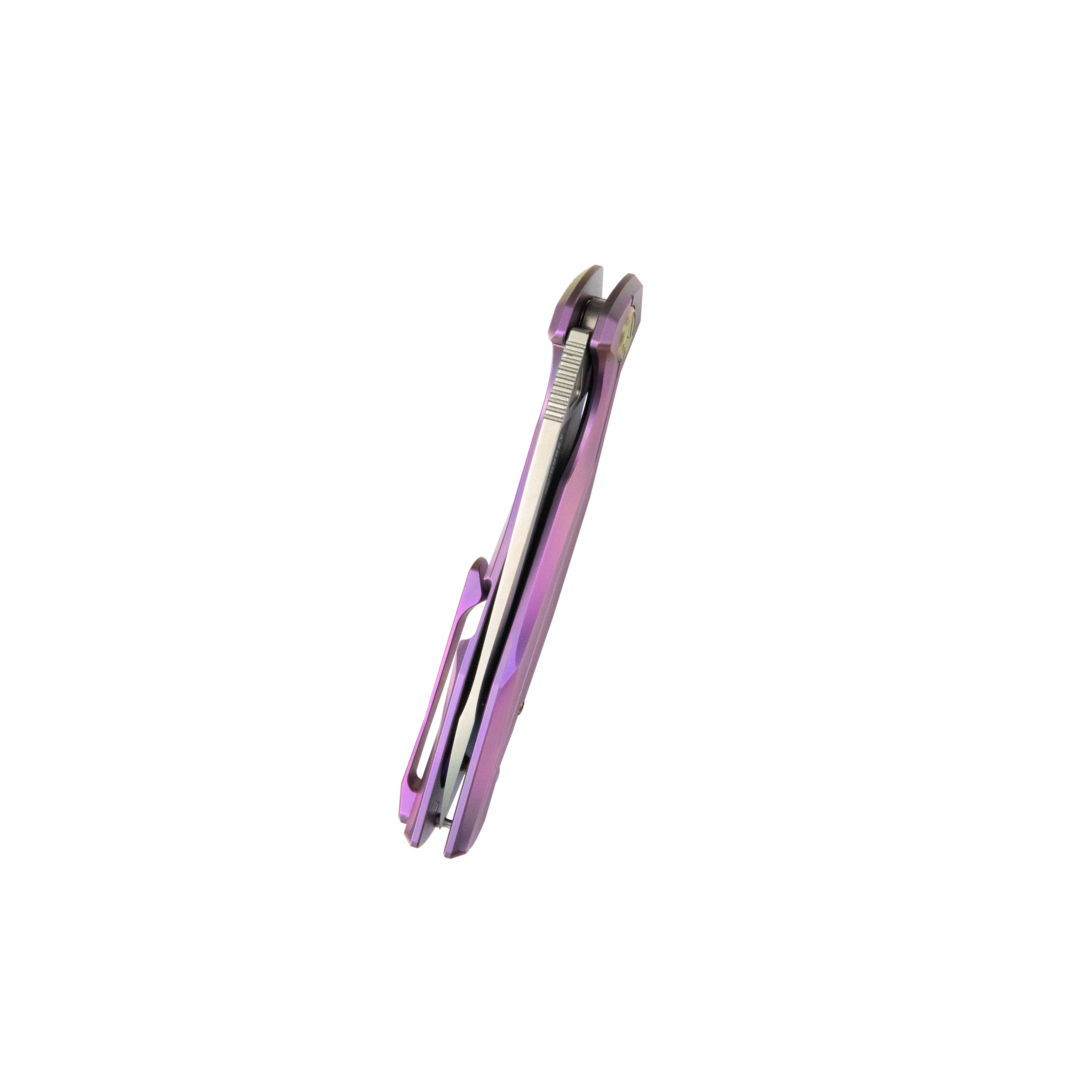 Kubey Nova Frame Lock Flipper Folding Knife Purple 6AL4V Titanium Handle 3.66" Bead Blasted 14C28N KB235D