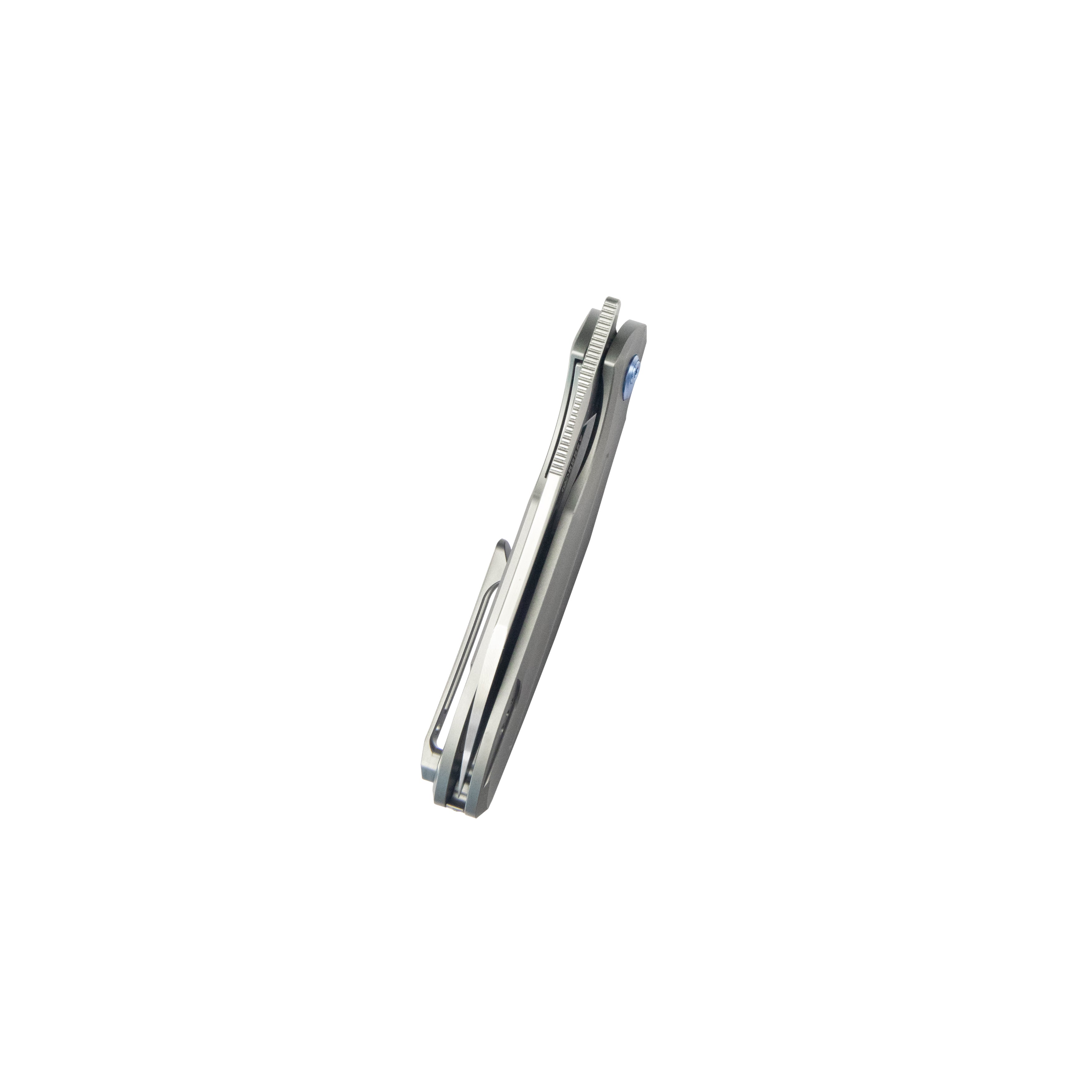 Kubey Barracuda Liner Lock Front Flipper Folding Knife Grey Titanium Handle 3.3" Satin M390 KB299C