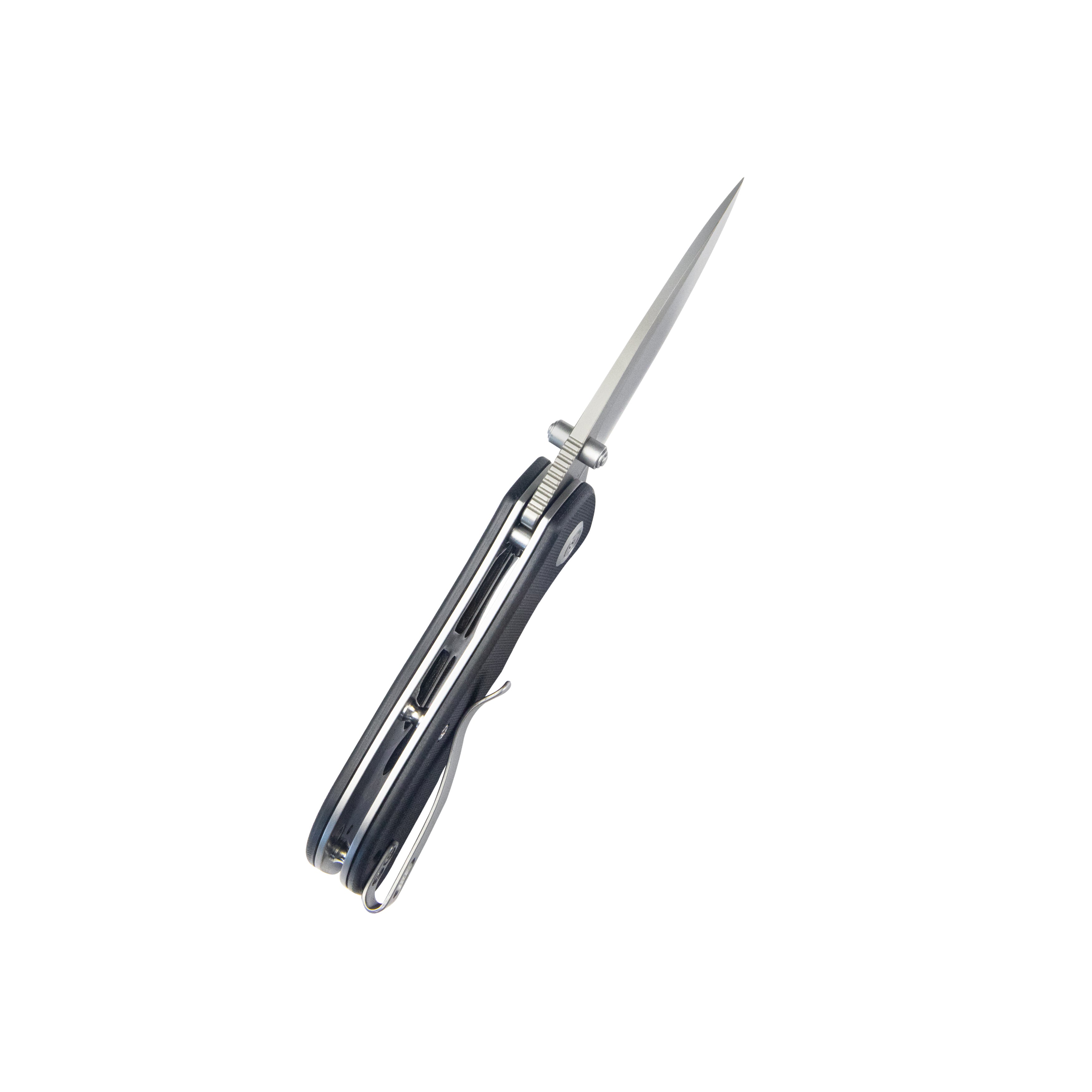 Kubey Karaji Liner Lock Dual Thumb Studs Open Folding Pocket Knife Black G10 Handle 2.56" Beadblast 14C28N KU180L