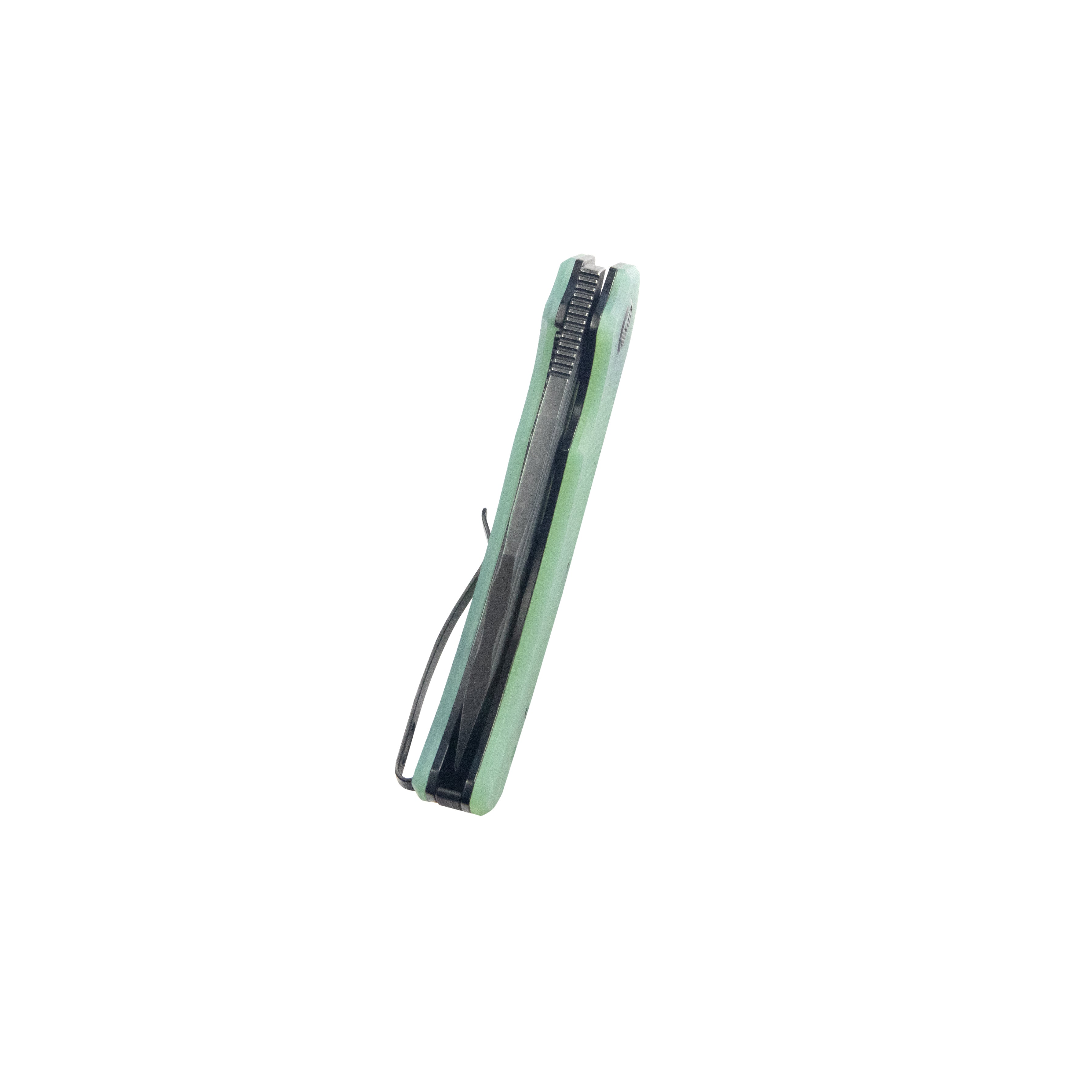 Mikkel Willumsen Design Bravo one Tanto Outdoor Folding Camping Knife Jade G10 Handle 3.39" Blackwash AUS-10 KU318G