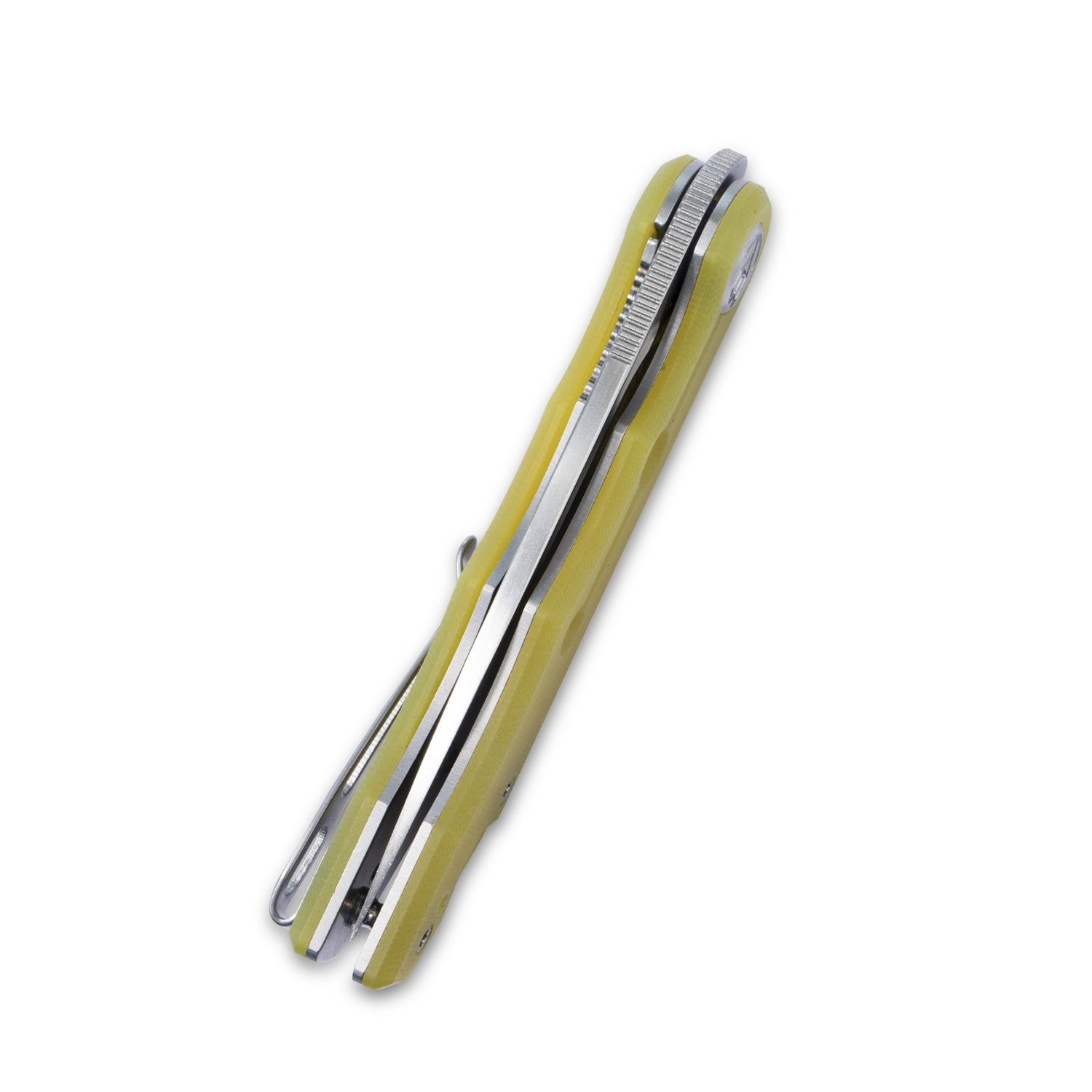 KubeyMizo Liner Lock Front Flipper Folding Knife Yellow G10 Handle 3.15" Satin 14C28N KU2101F