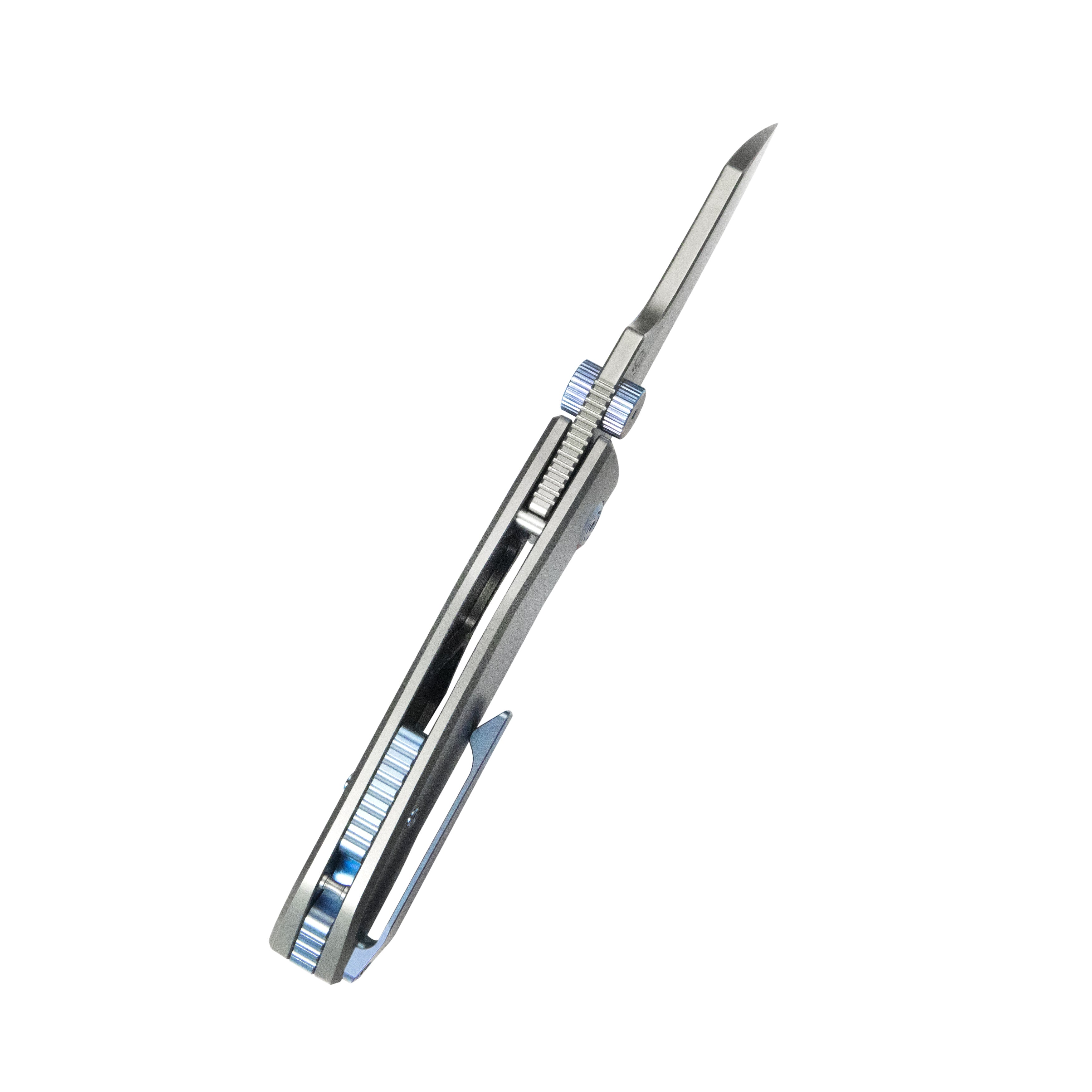 Kubey Monsterdog Frame Lock Dual Thumb Studs Folding Knife Titanium Handle 2.95" Sandblast M390 KB285F