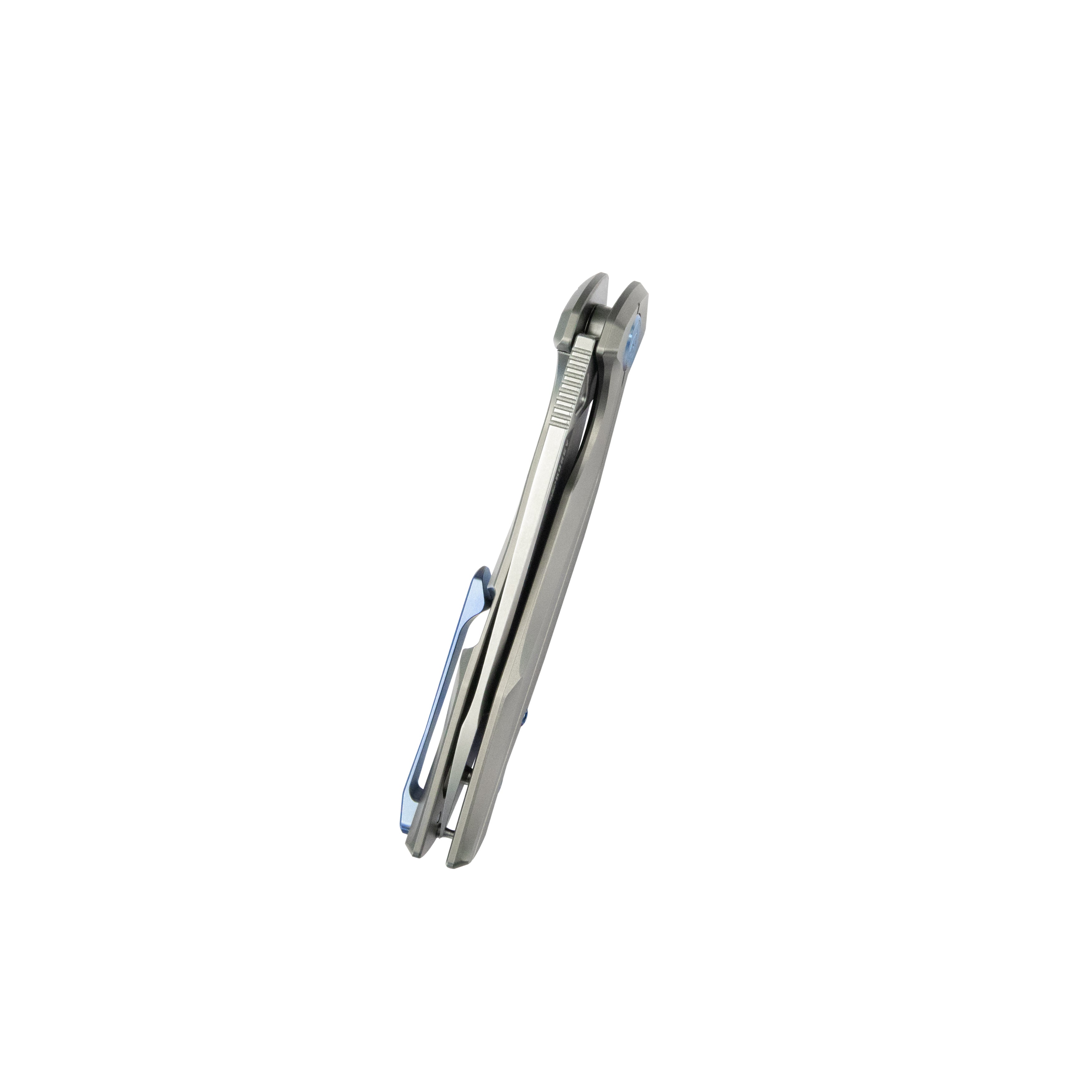 Kubey Nova Frame Lock Flipper Folding Knife Gray 6AL4V Titanium Handle 3.66" Bead Blasted 14C28N KB235F