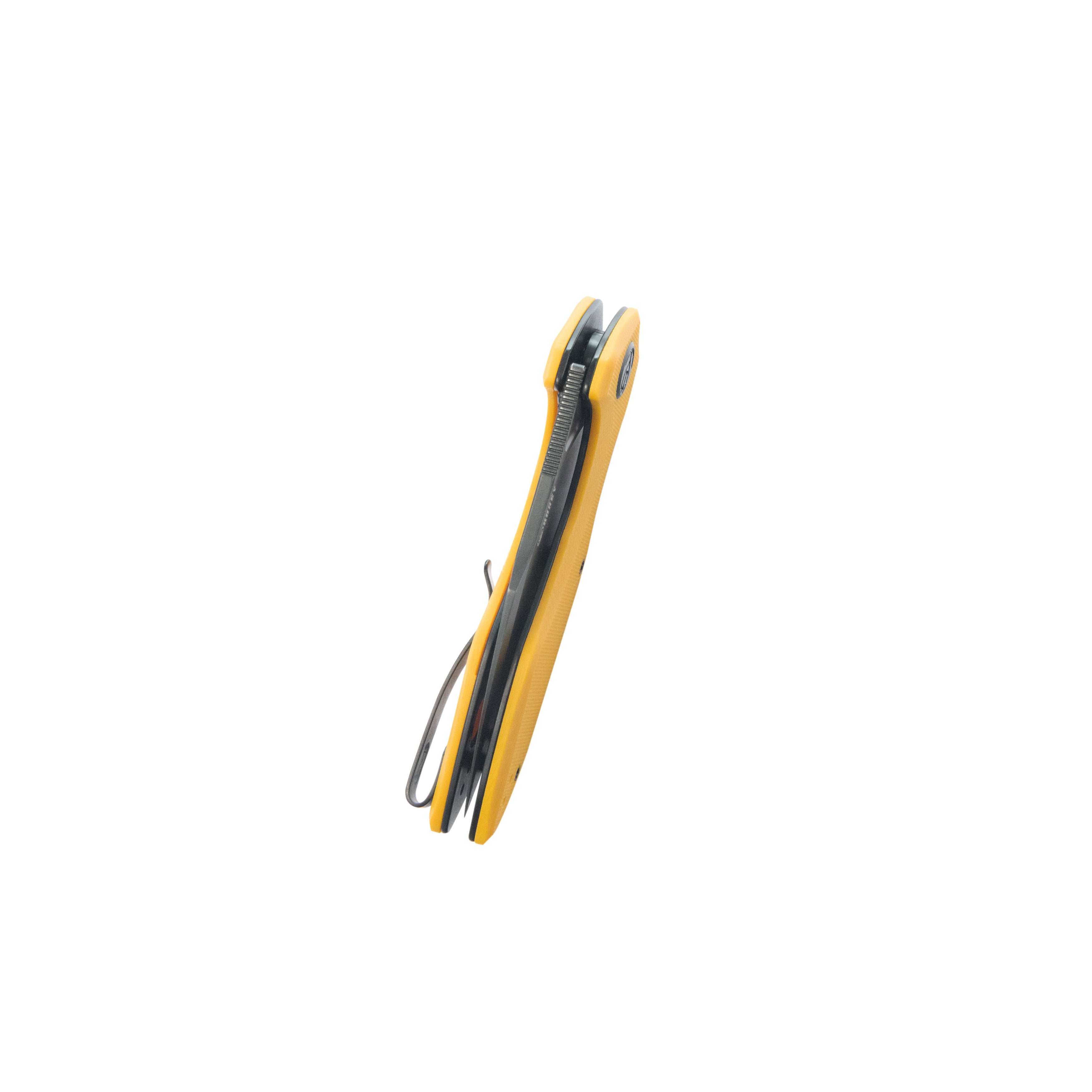 Kubey Noble Flipper Folding Knife Yellow G10 Handle 3.15" Blackwash 14C28N KU236N