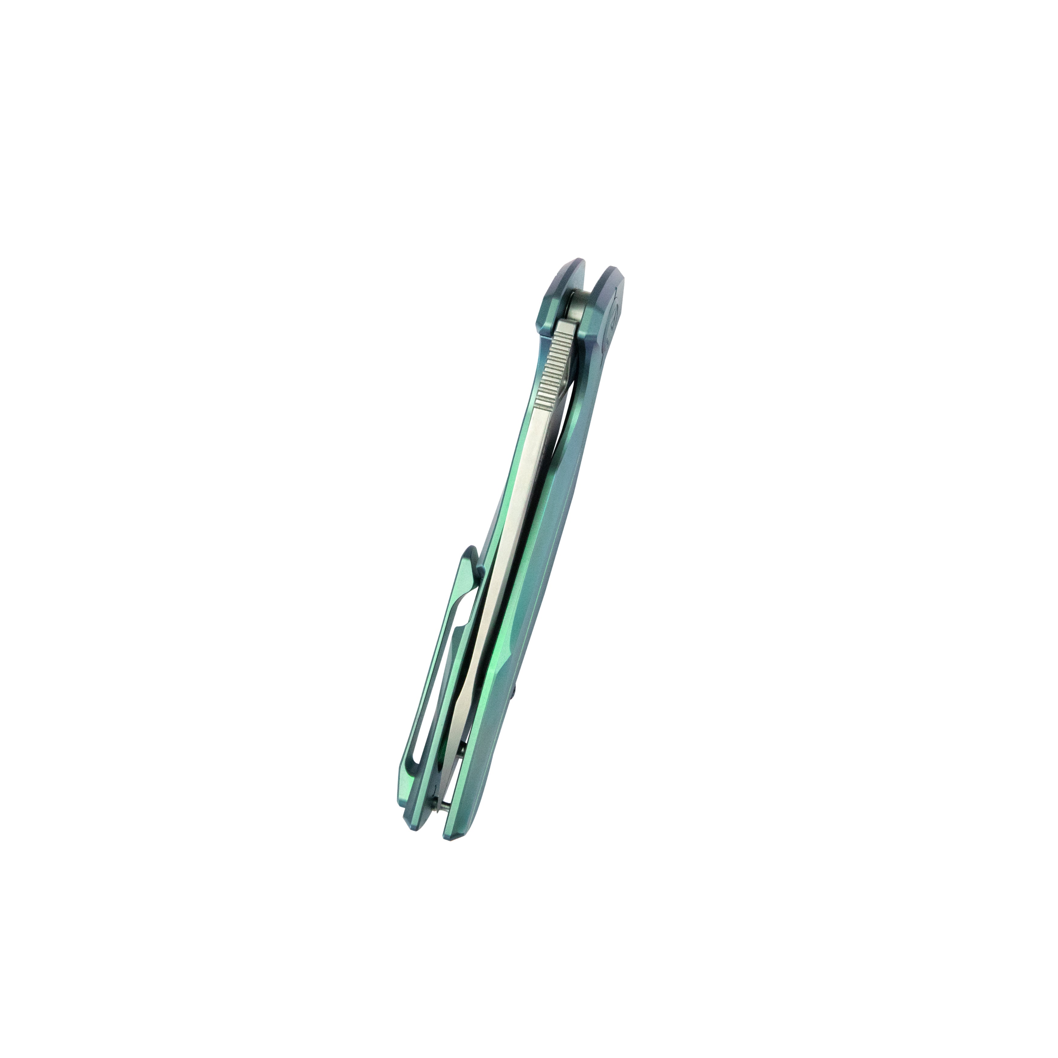 Kubey Nova Frame Lock Flipper Folding Knife Green 6AL4V Titanium Handle 3.66" Bead Blasted 14C28N KB235H