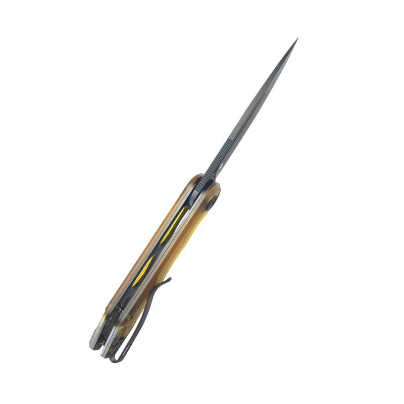 Mizo Liner Lock Flipper Folding Knife Ultem Handle 3.15" Blackwash AUS-10 KU312N