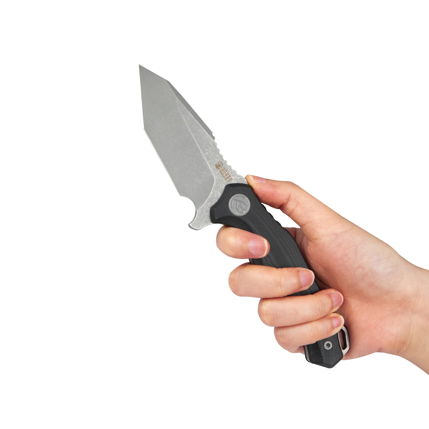 Golf  EDC Fixed Blade Knife Black G-10 Handle 3.07" Stonewashed AUS-10 with Kydex Sheath KU230E