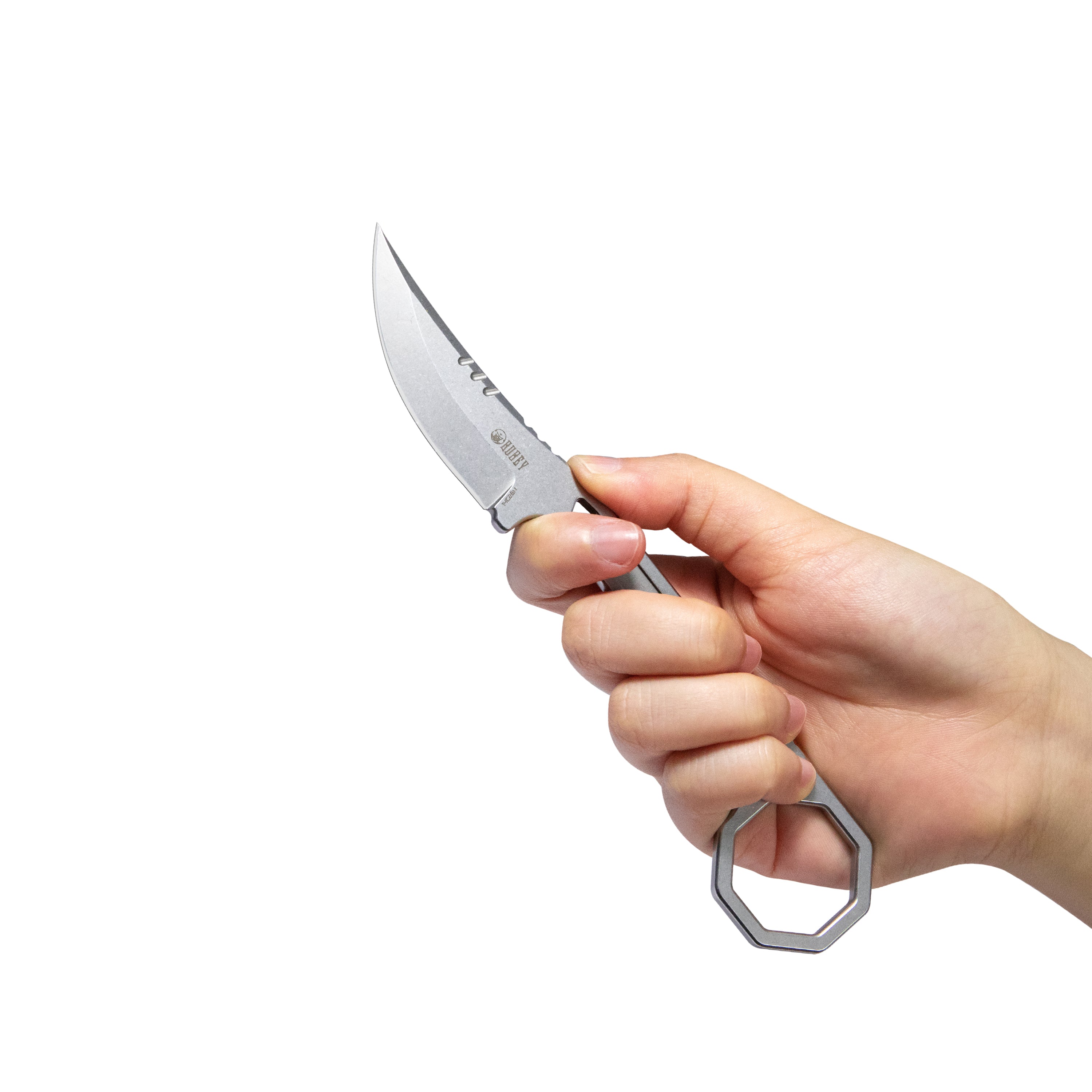 Kubey 12.7 Every Day Carry Fixed Blade Knife Skeletonized Handle 2.60" Bead Blaseted 14C28N KU362