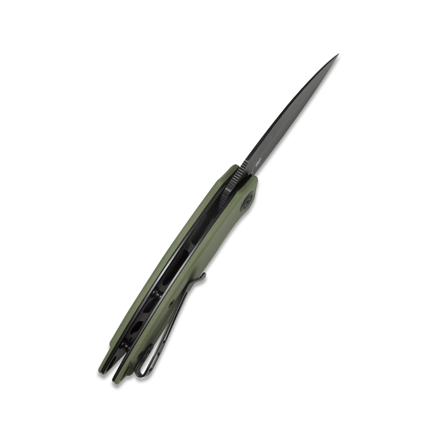 Leaf Liner Lock Front Flipper Folding Knife Green G10 Handle 2.99" Black Stonewashed AUS-10 KU333C