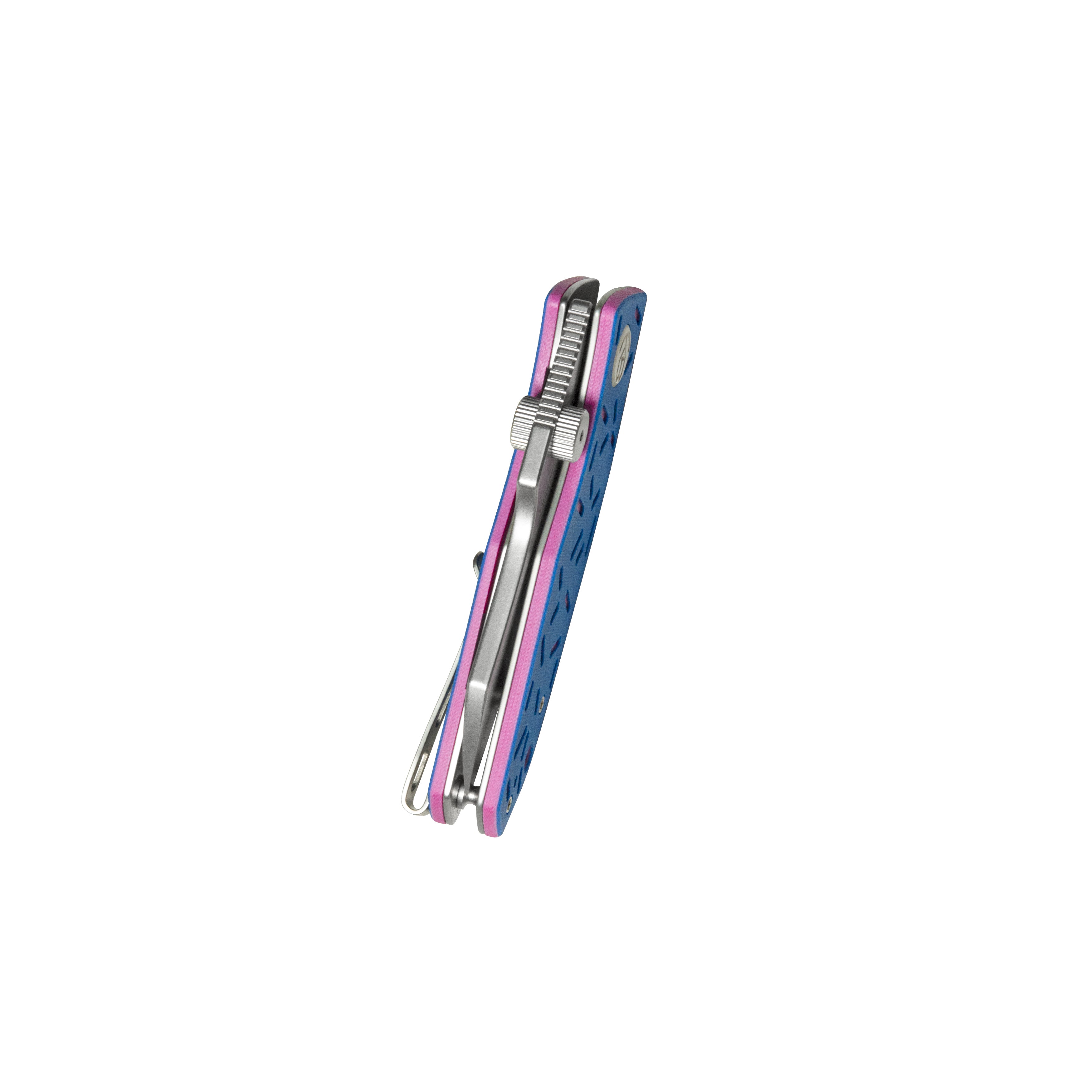 Monsterdog Liner Lock Folding Knife Blue G10 with Pink Sprinkles 2.95" Bead Blasted 14C28N KU337N
