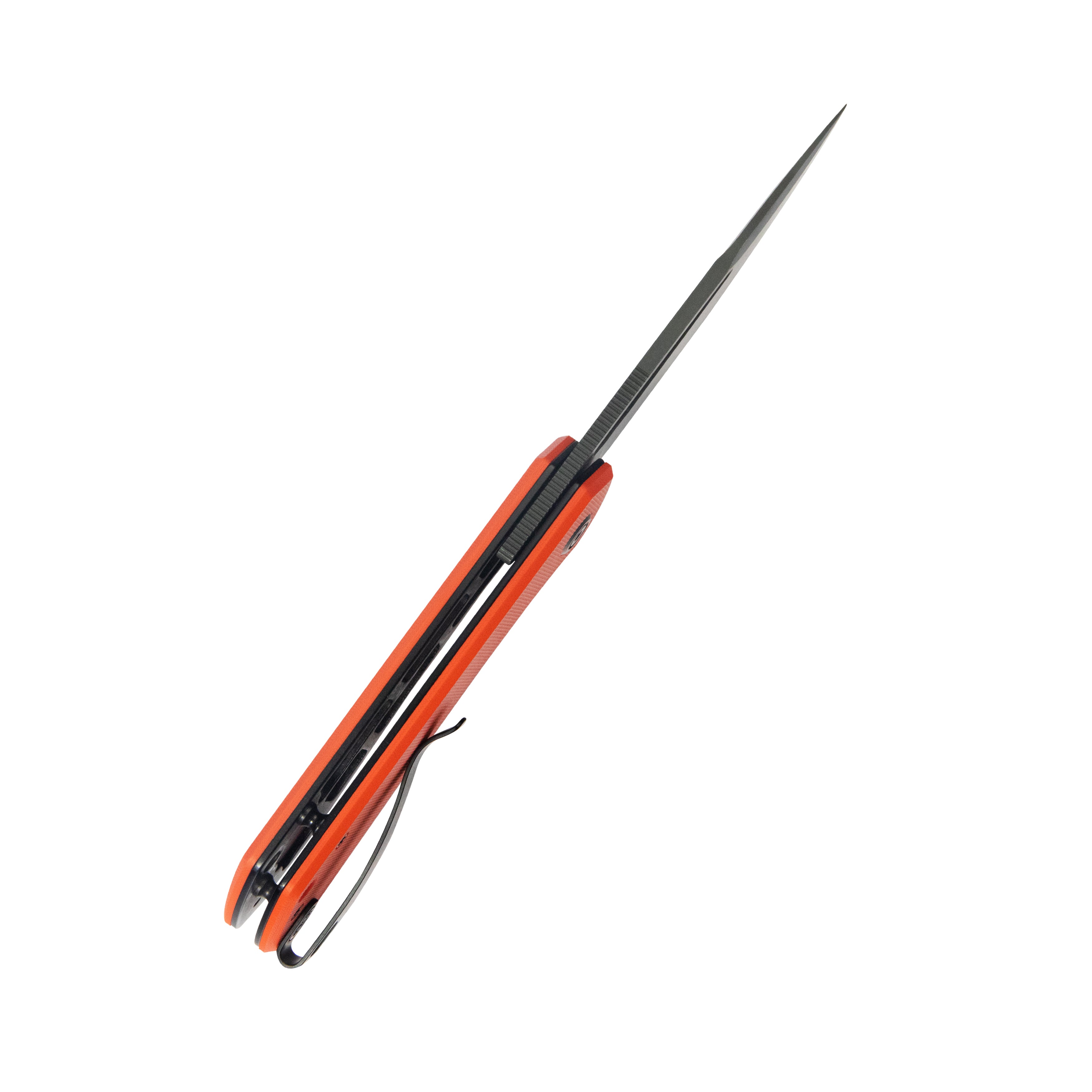 Kubey Thalia Front Flipper EDC Pocket Folding Knife Orange G10 Handle 3.27" Blackwash 14C28N KU331O