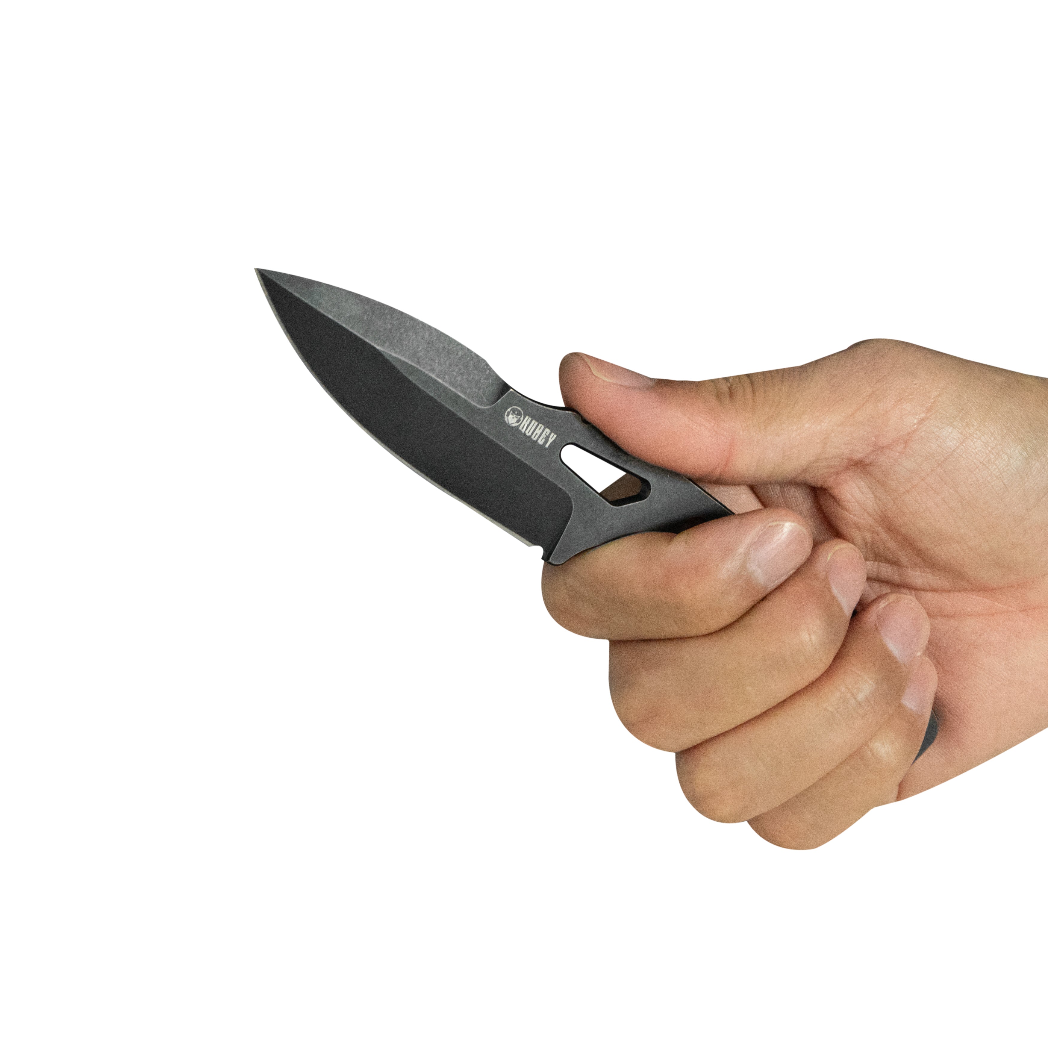 Kubey 7.62 TAG Fixed Blade Knife Blackwash AUS-10 Handle 3.15'' Blackwash AUS-10 Blade Knife KU282A