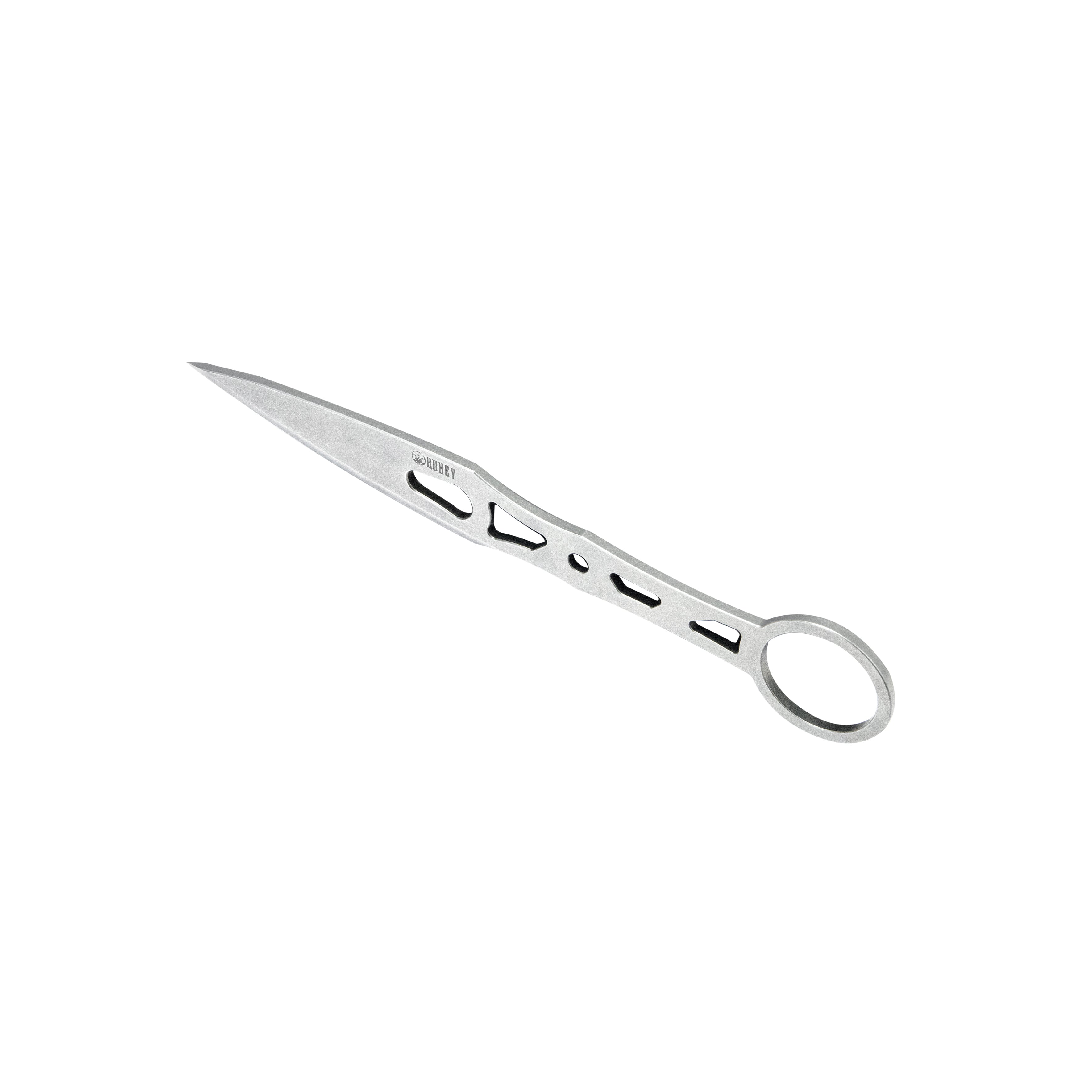 Kubey Jake Hoback Knives Kunai Fixed Gear Skeletonized Handle 3.23'' Stonewashed 14C28N Blade KU401