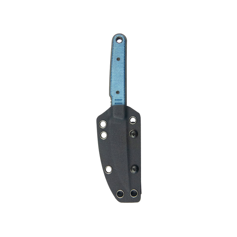 JL Kwaiken Fixie Everyday Carry Fixed Blade Knife Blue Micarta Handle 3.11" Blackwash 14C28N KU355B