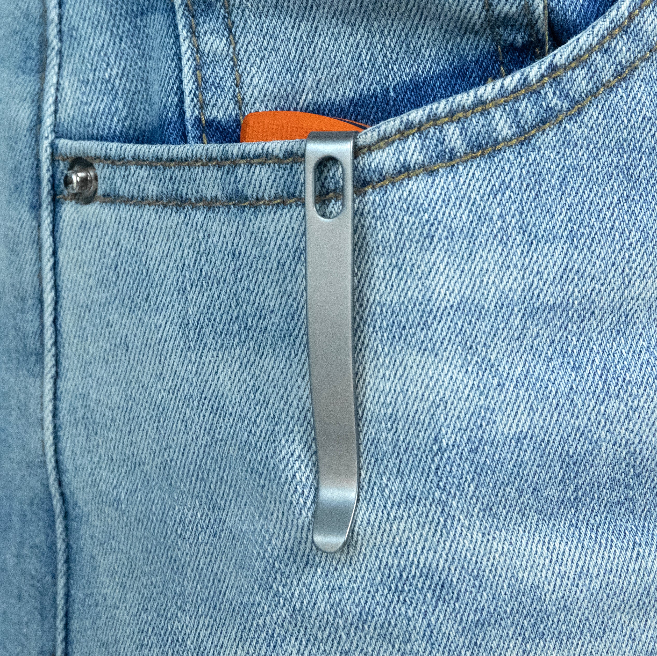 Kubey Mizo Liner Lock Front Flipper Folding Knife Orange G10 Handle 3.15" Satin 14C28N KU2101H