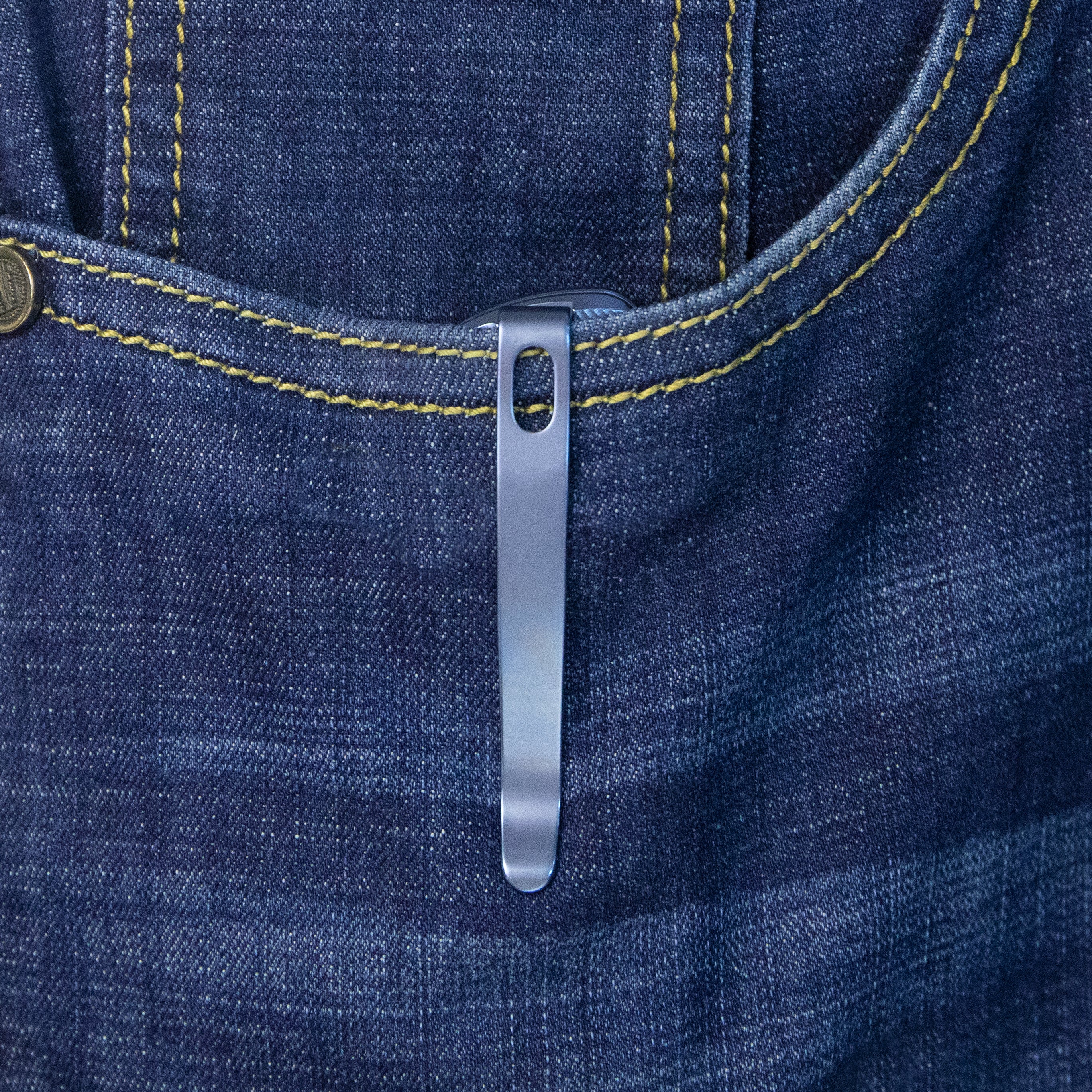 Kubey Tityus Frame Lock Flipper Folding Knife Blue 6AL4V Contoured Titanium Handle 3.39" Bead Blasted 14C28N KB360D