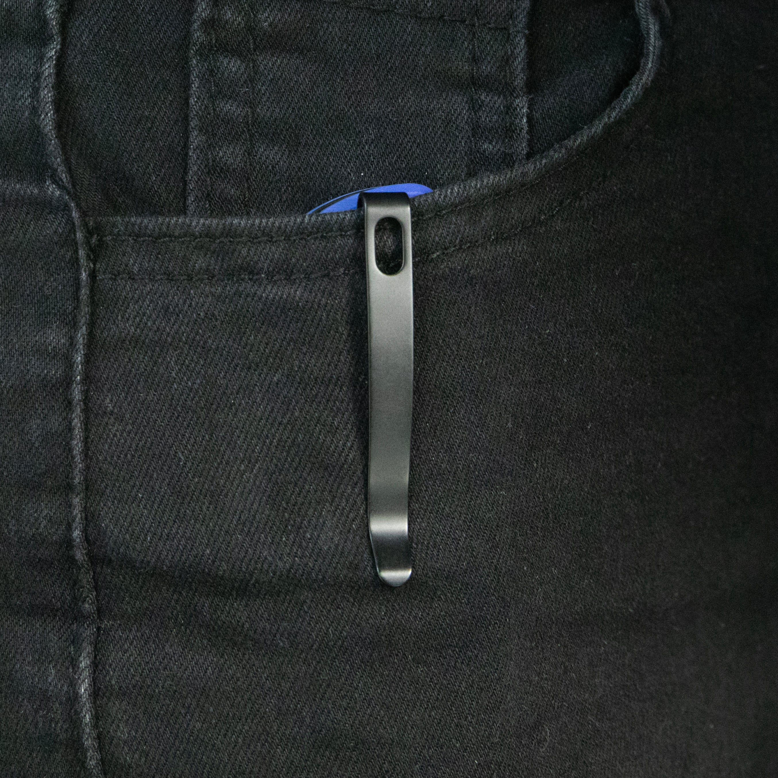 Tityus Liner Lock Flipper Folding Knife Blue Handle 3.39" Blackwash 14C28N KU322V