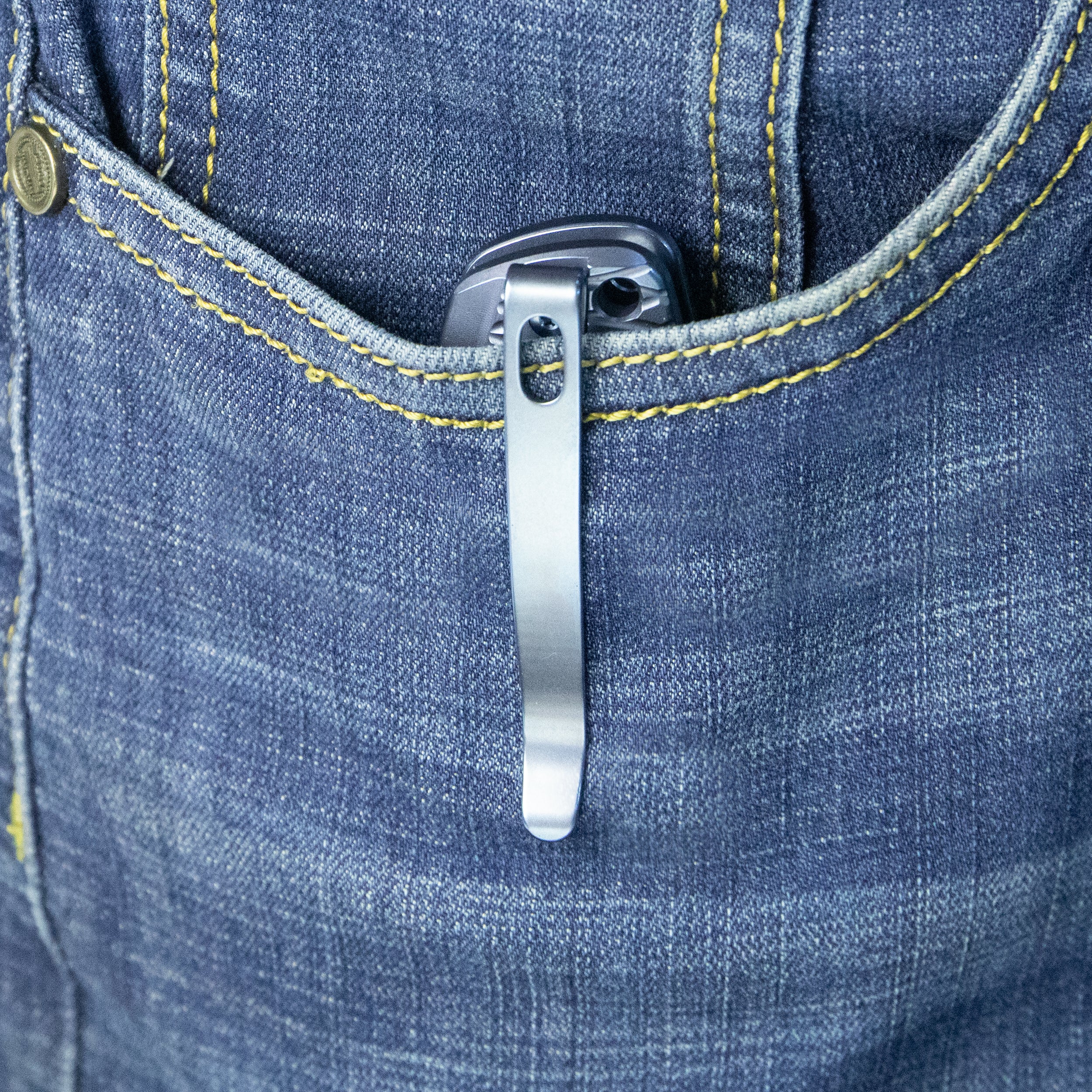 Kubey Tityus Frame Lock Flipper Folding Knife Blue Pattern Titanium Handle 3.39" Beadblast 14C28N KB360F