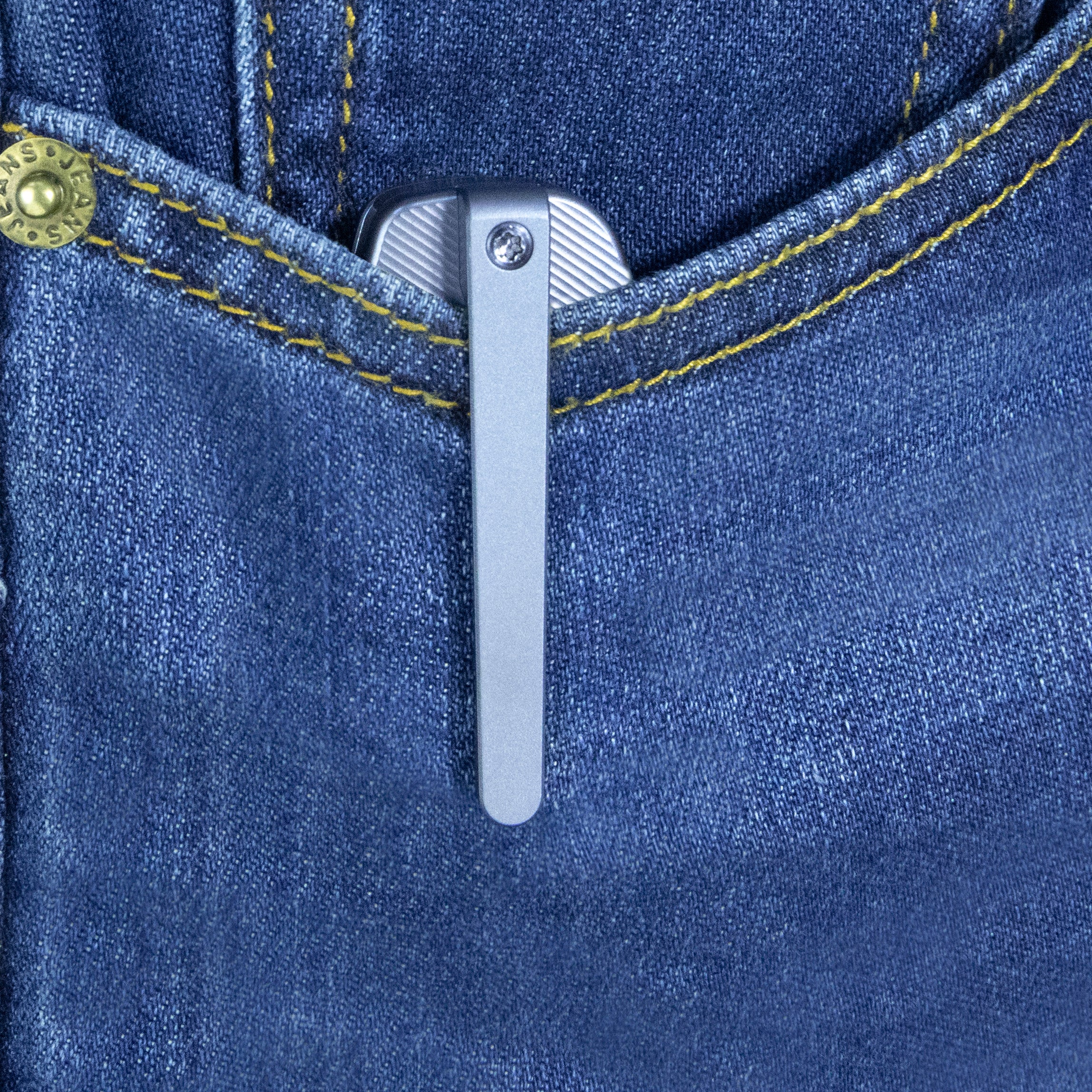 Kubey Supercell Pocket Knife Blue Titanium Handle 3.46" Stonewash 14C28N Blade KU353B