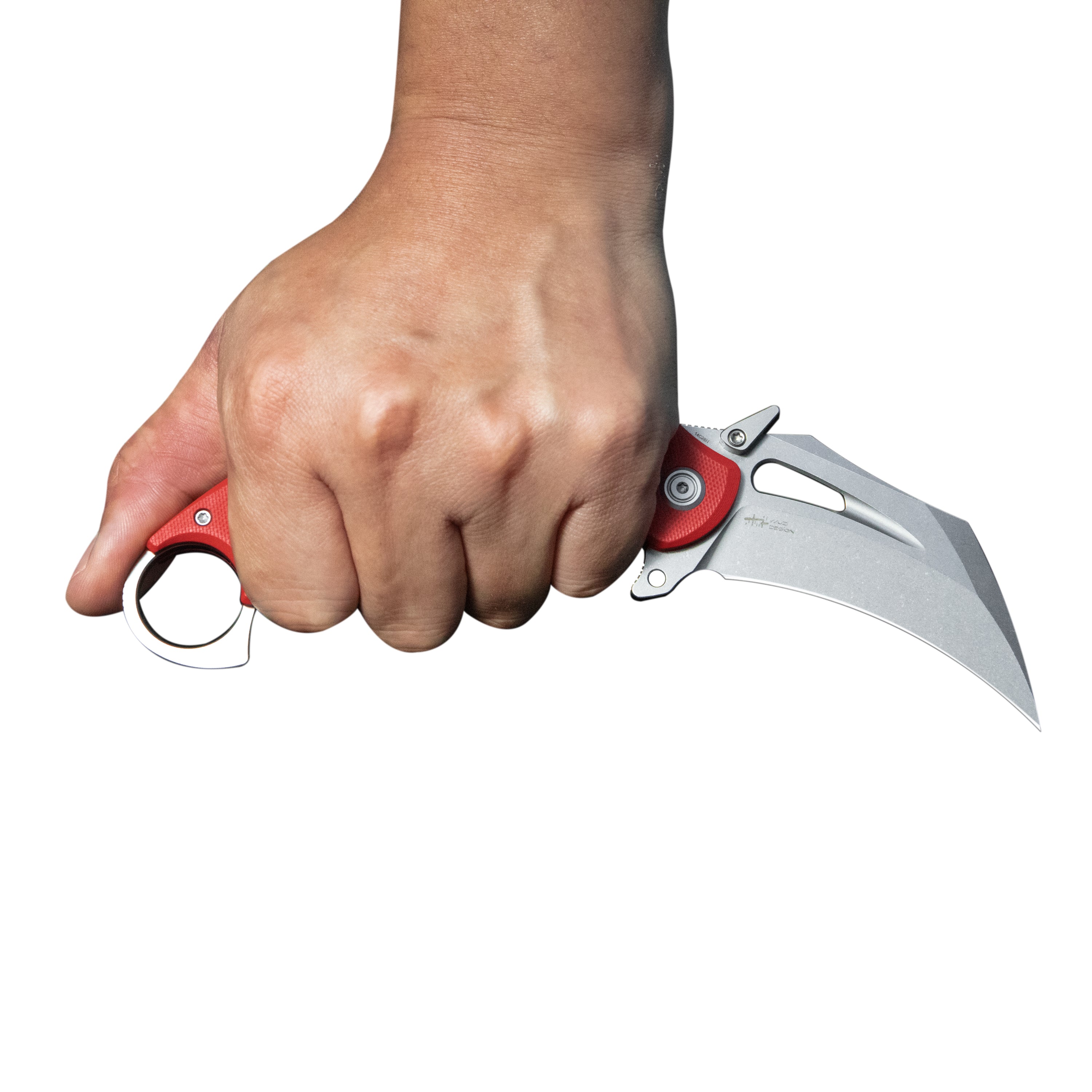 Kubey Wrath Karambit Folding Knife Red G-10 Handle 2.68_ Beadblast 14C28N Blade KU261D
