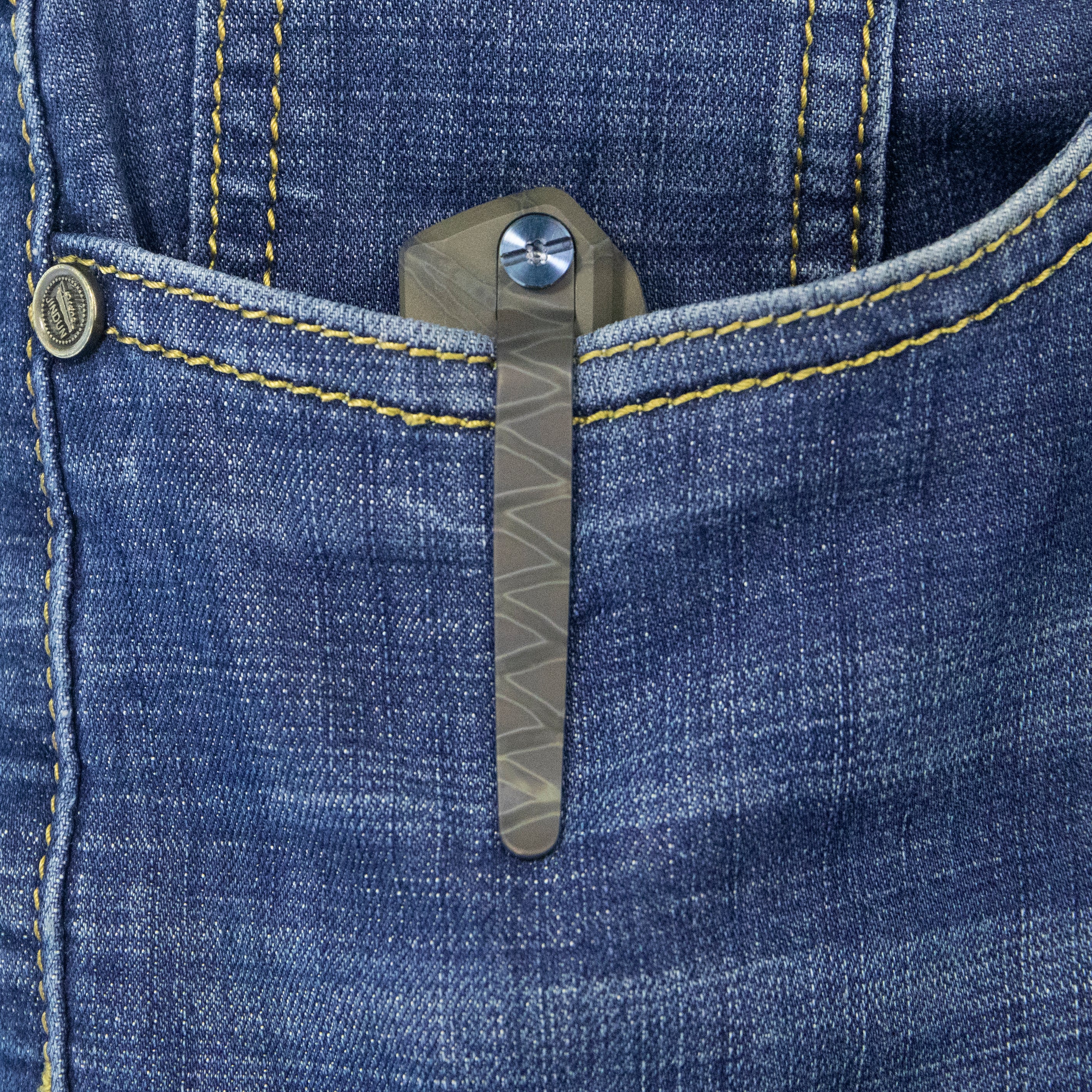 Kubey Verijero Fronter Flipper Pocket Folding Knife Flame 6AL4V Titanium Handle 3.35" Belt Satin 14C28N KB340C