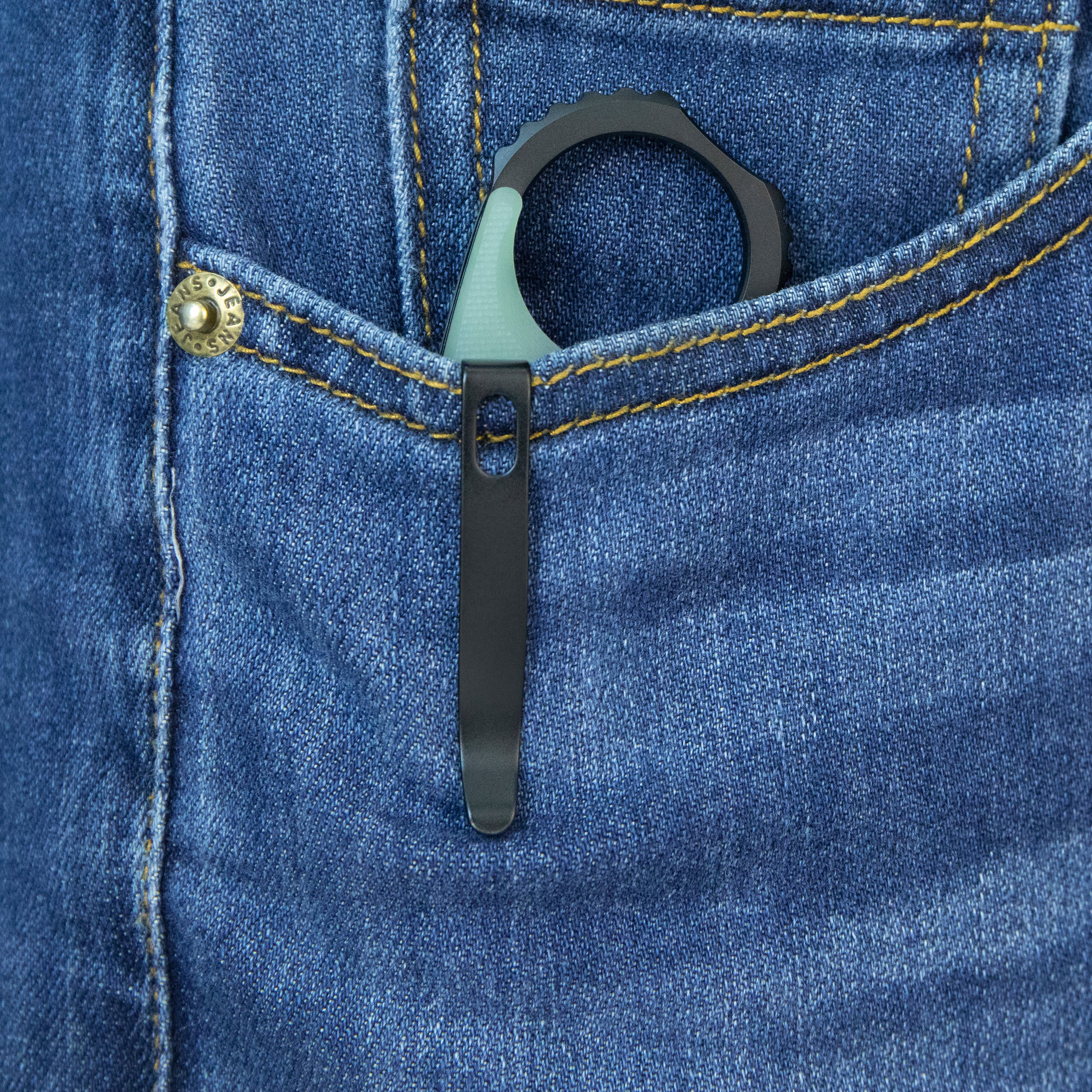 Kubey Rogue Pikal Karambit Folding Knife Jade G10 Handle 2.91" Blackwash 14C28N Blade KU298E