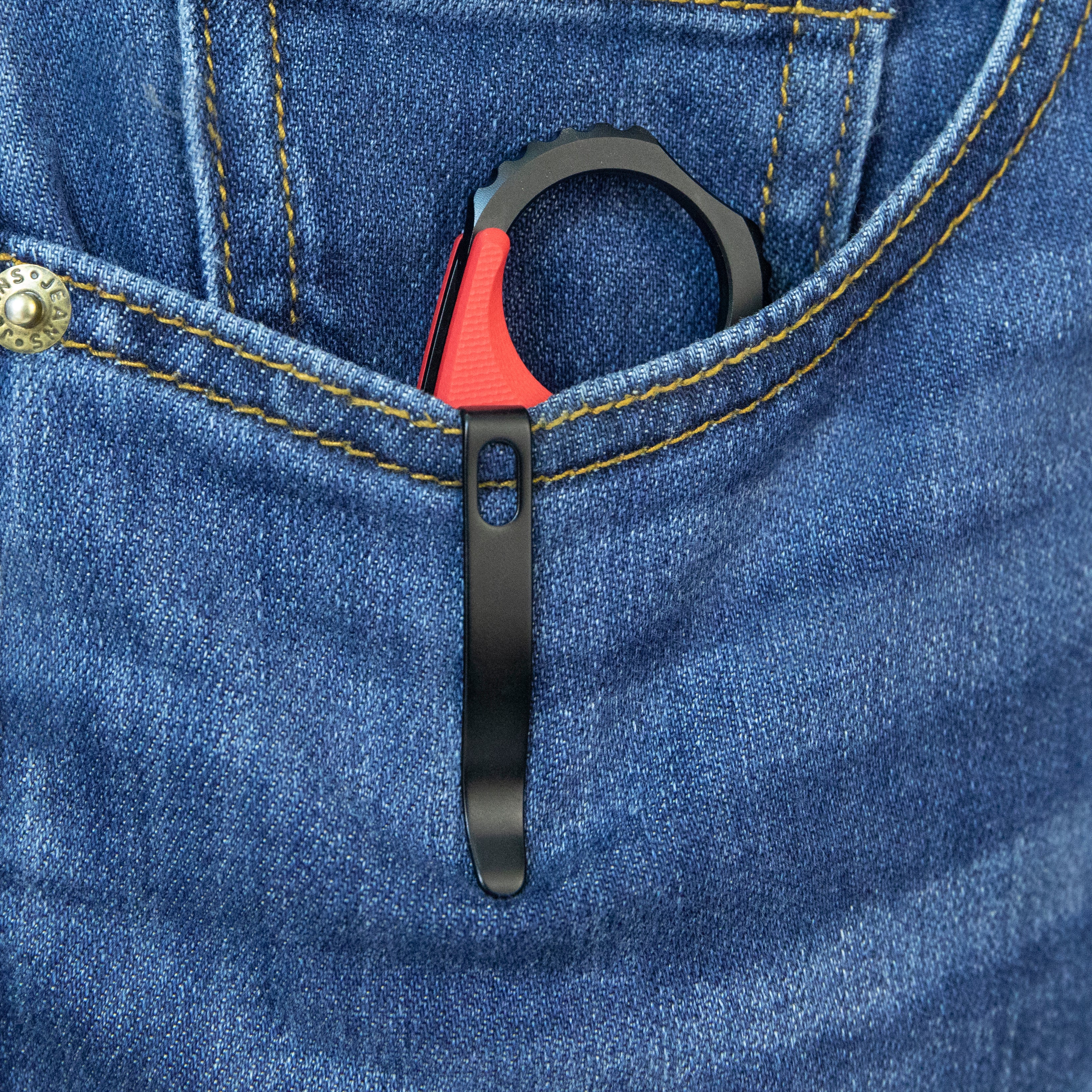 Kubey Rogue Pikal Karambit Folding Knife Red G10 Handle 2.91" Blackwash 14C28N Blade KU298F