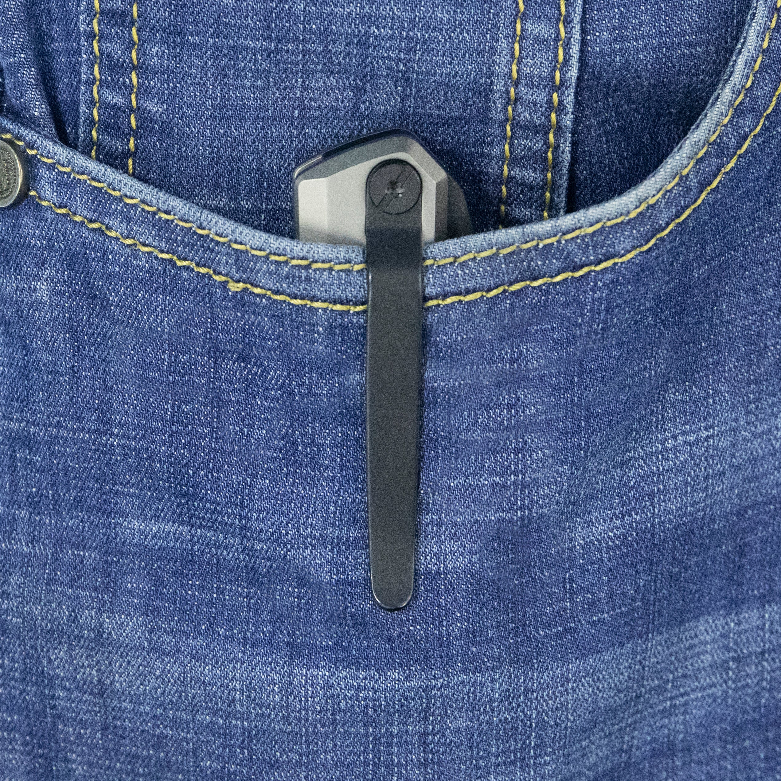 Kubey Verijero Fronter Flipper Pocket Folding Knife Grey 6AL4V Titanium Handle 3.35" Blackwash 14C28N KB340B