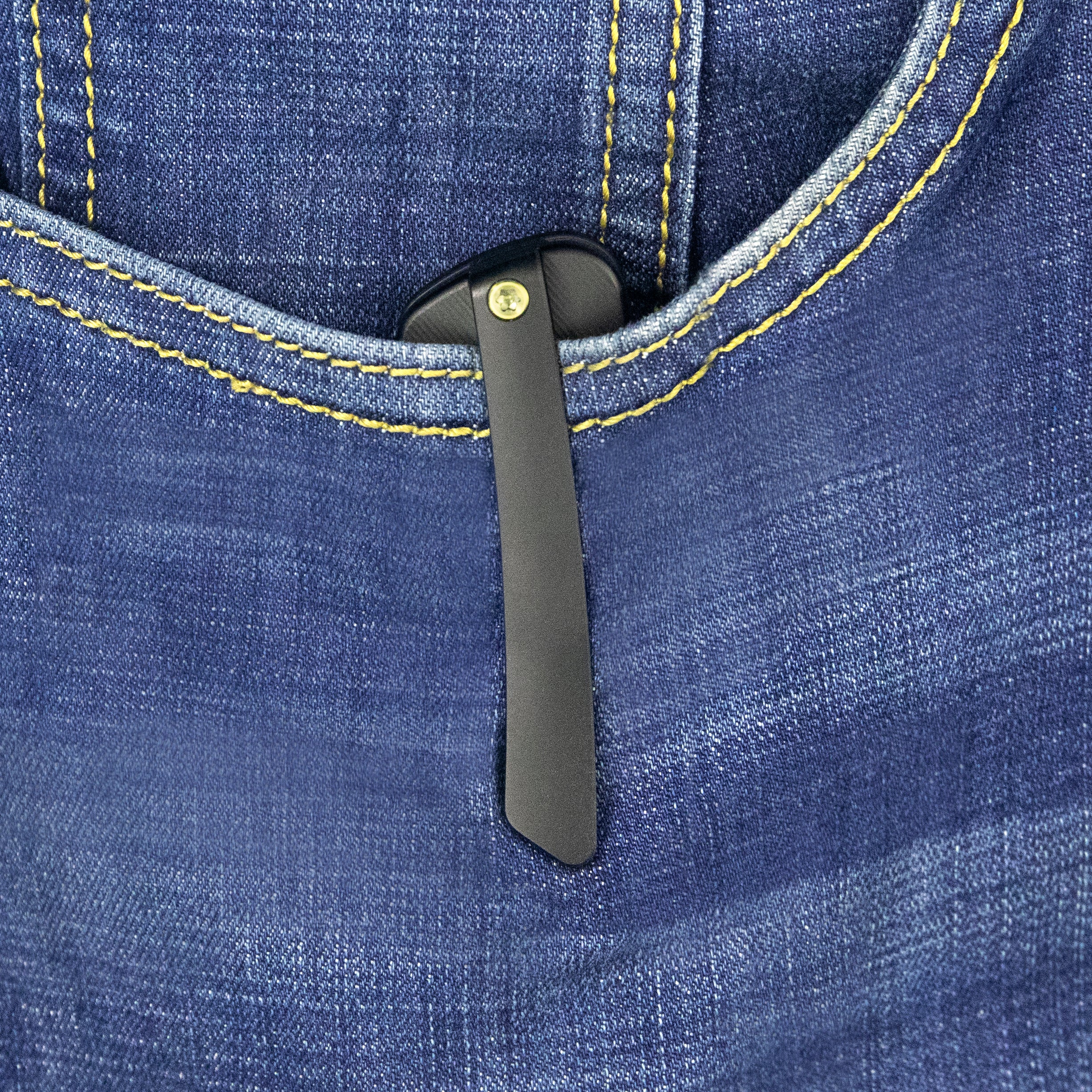 Kubey Momentum Frame Lock Front Flipper Pocket Folding Knife Black Titanium Handle 3.43" Blackwash M390 KB386B