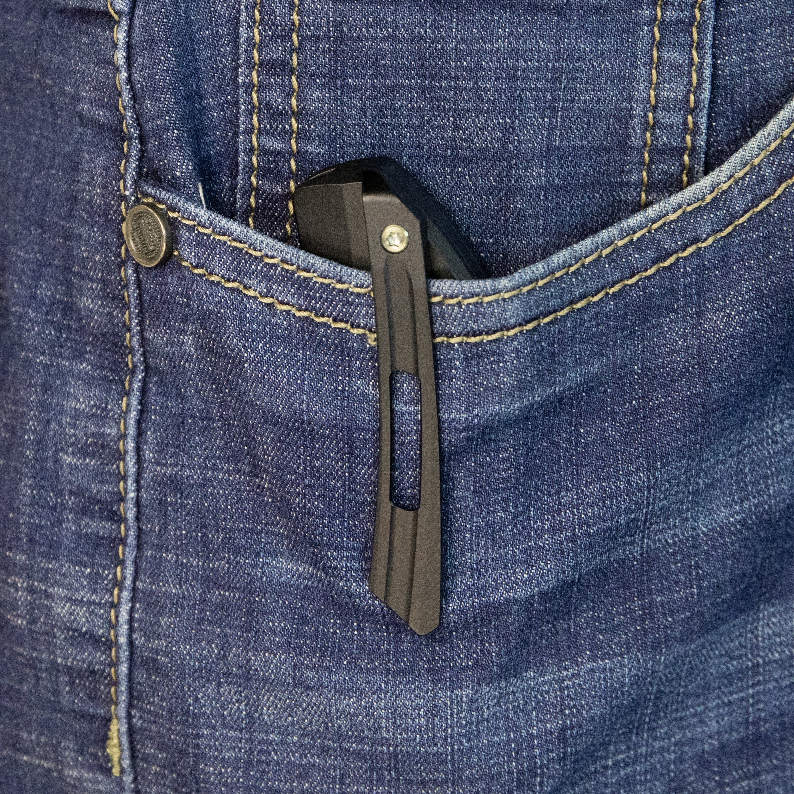 Kubey Hyperion Frame Lock Tactical Knife Black 6AL4V Titanium Handle 3.5" Black Coated CPM-S35VN KB368B