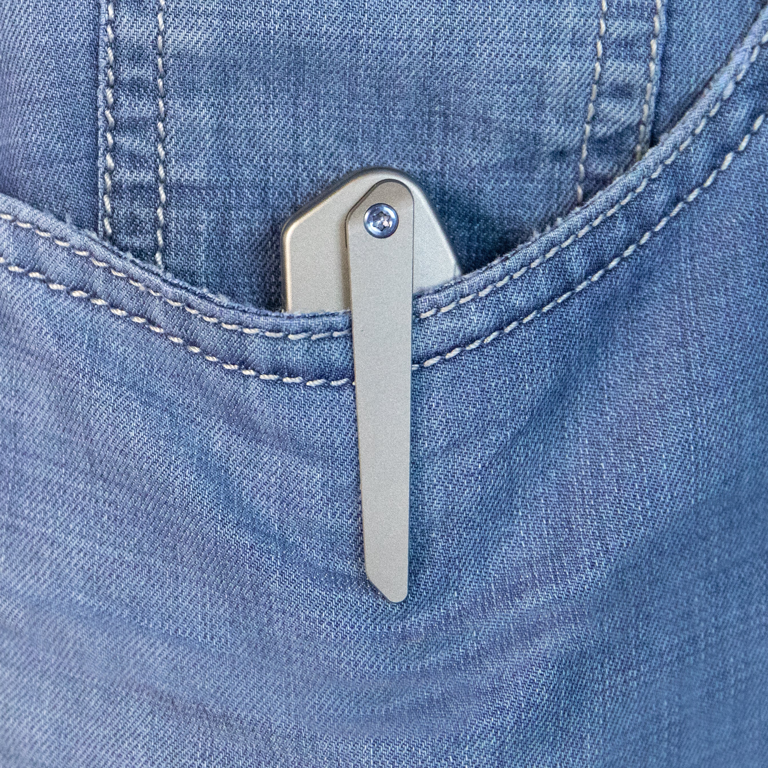 Kubey Royal Frame Lock EDC Pocket Knife Front Flipper Gray 6AL4V Titanium Handle 2.99" Sandblast Bohler M390 KB321I