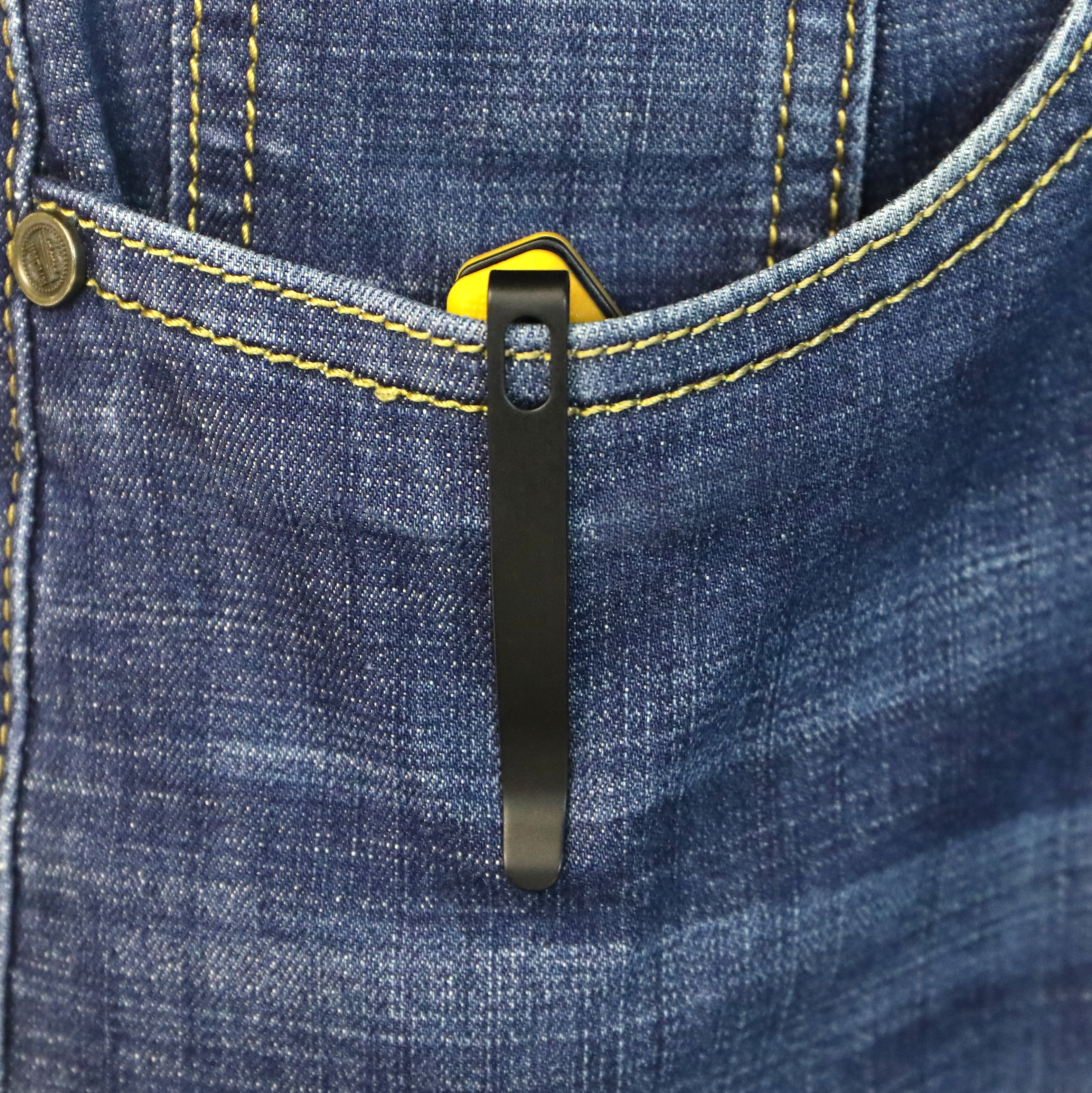 Kubey Phemius Liner Lock Folding Pocket Knife Yellow G10 Handle 3.66" Blackwash 14C28N KU149E