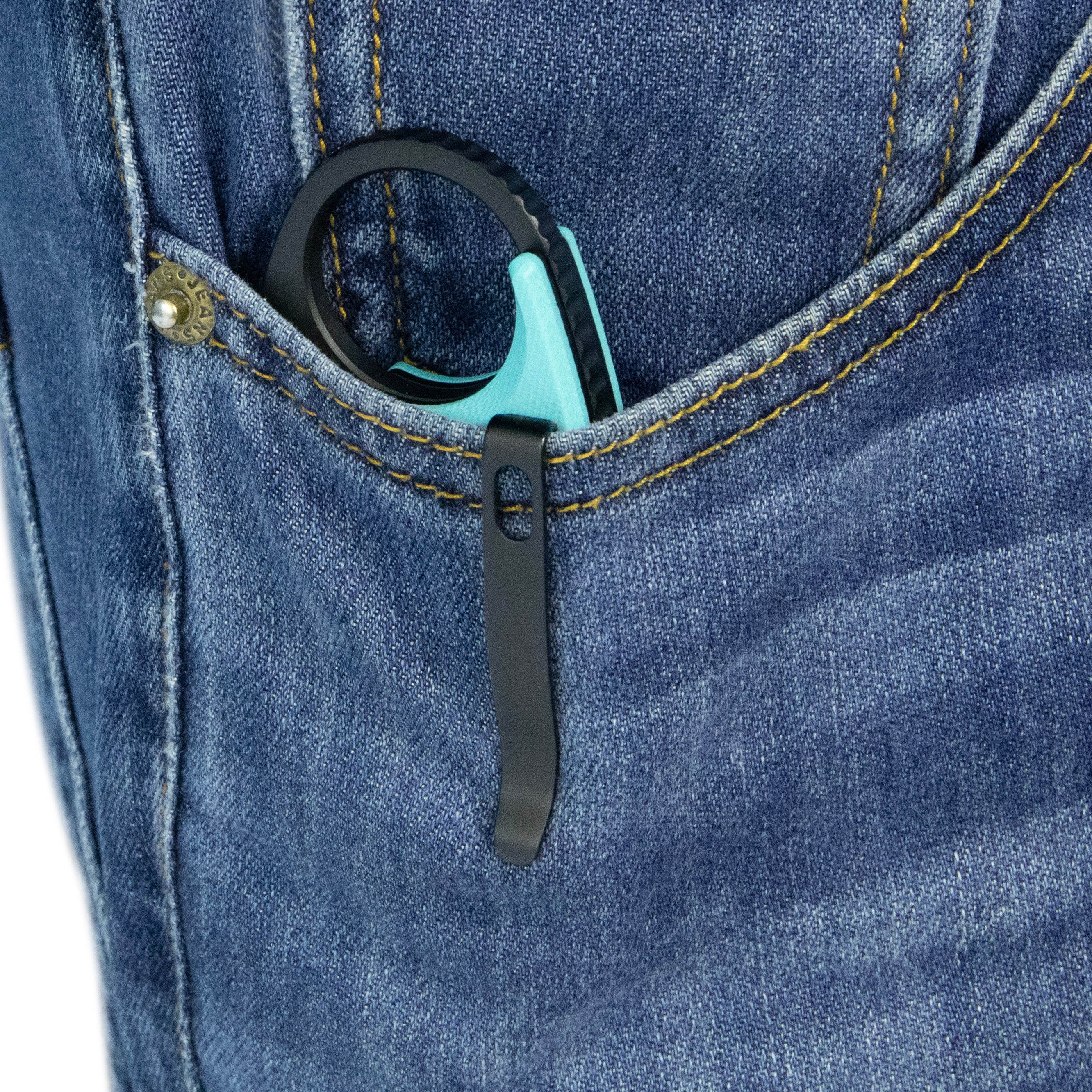 Kubey Jaw Tanto Karambit Folding Knife Tiffany Blue G-10 Handle 2.52" Blackwash 14C28N Blade KU439D