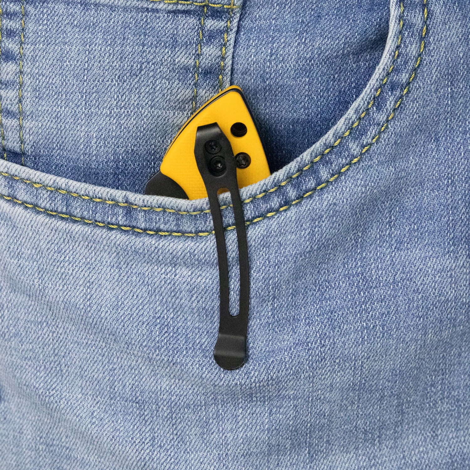 Kubey Anteater Liner Lock Folding Knife Yellow G10 Handle 3.42" Blackwash 14C28N KU212E