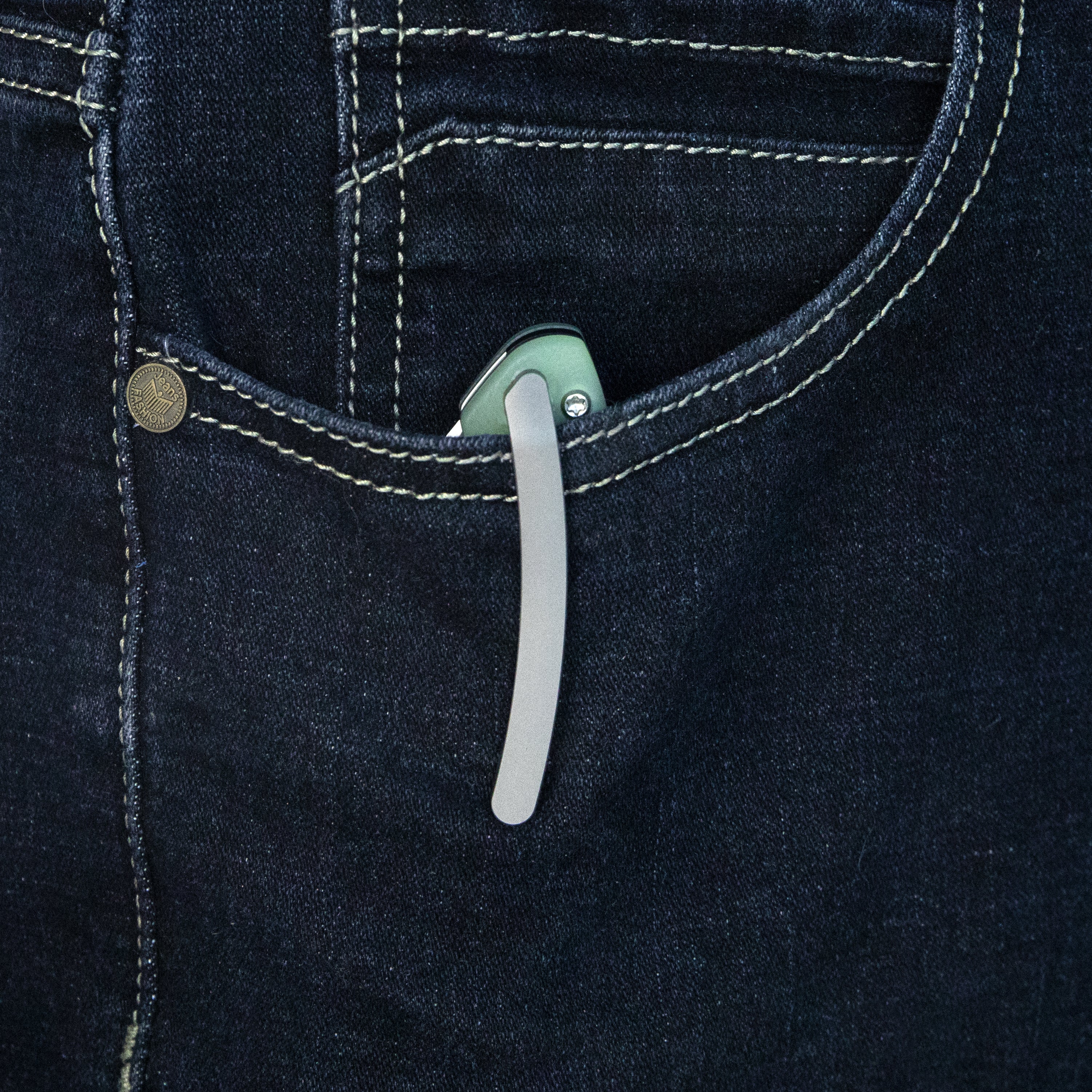 Drake Liner Lock Folding Knife Jade G10 Handle 3.74'' Beadblasted AUS-10 KU239I