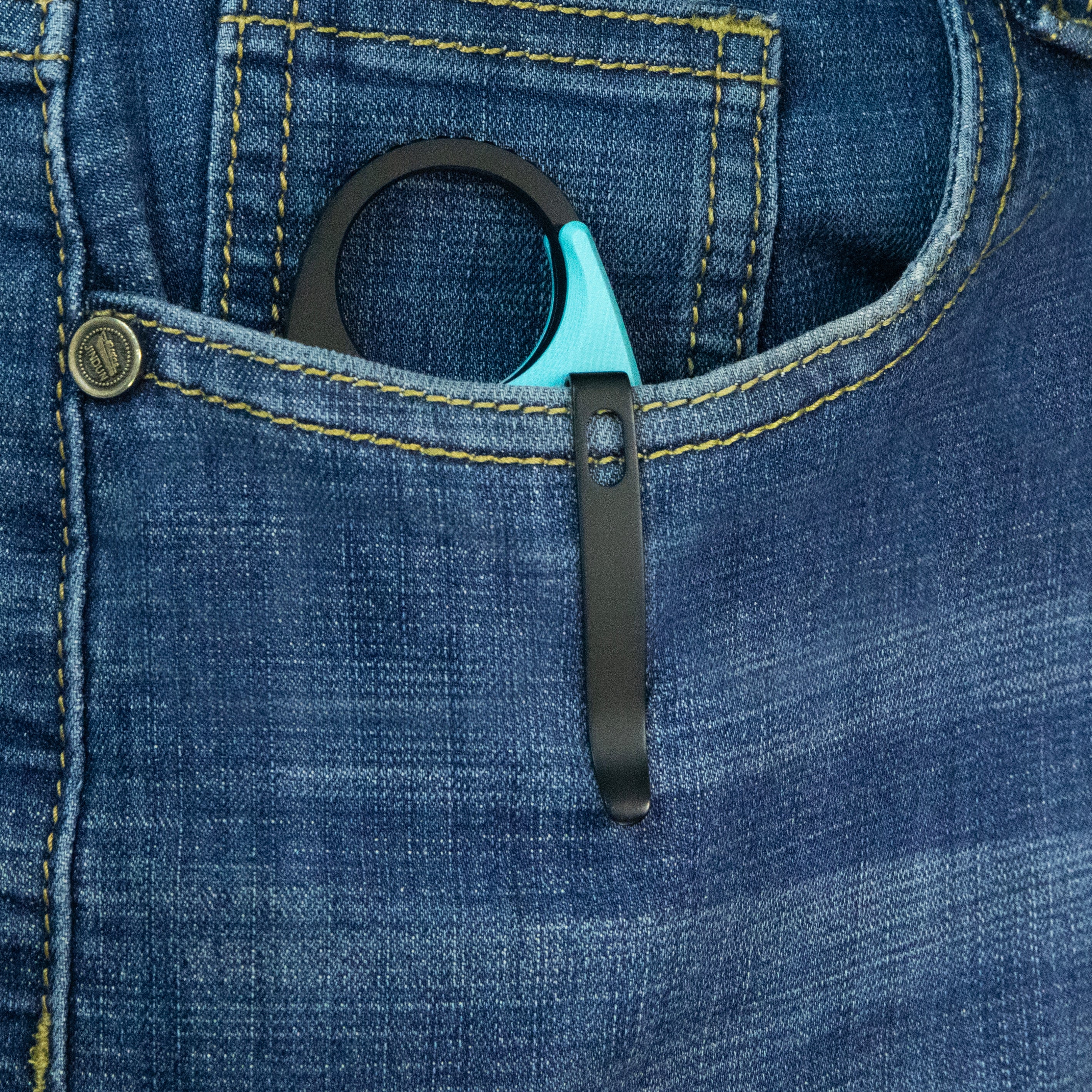 Kubey Jaw Pikal Karambit Folding Knife Tiffany Blue G-10 Handle 2.52" Blackwash 14C28N Blade KU440D