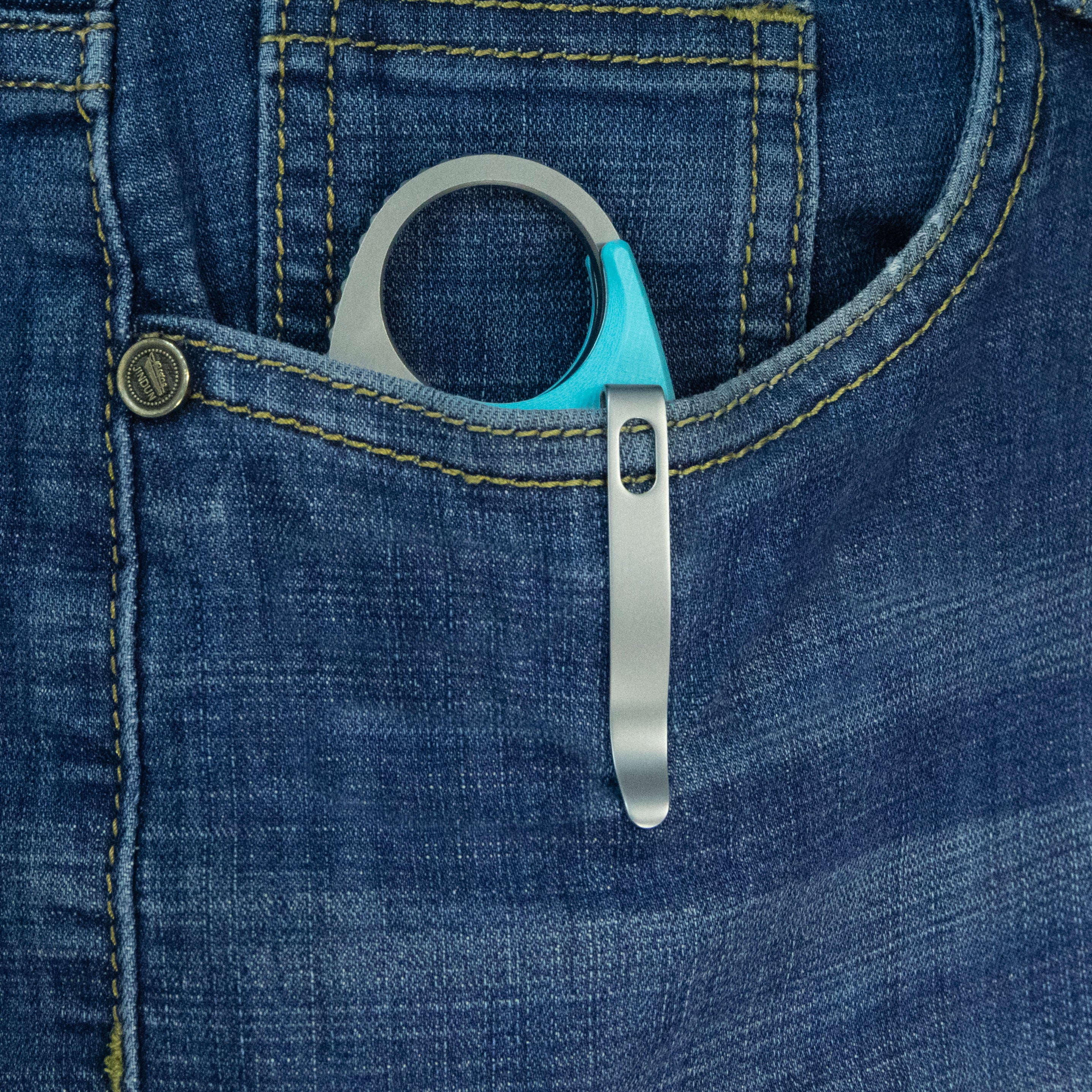 Kubey Jaw Pikal Karambit Folding Knife Tiffany Blue G-10 Handle 2.52" Beadblast 14C28N Blade KU440B