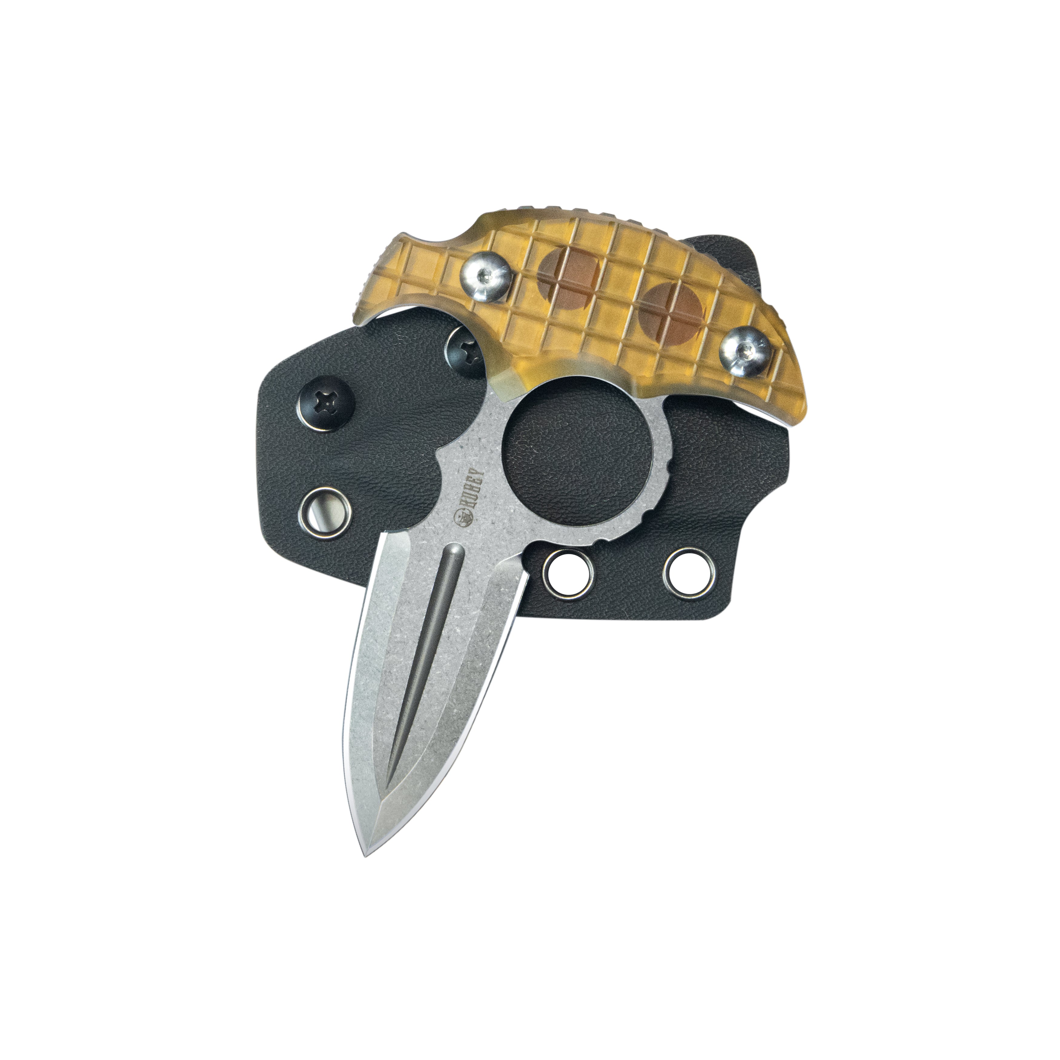 Kubey Cavy Fixed Blade Knife Ultem Handle 2.95'' Stonewash 14C28N Blade KU403F