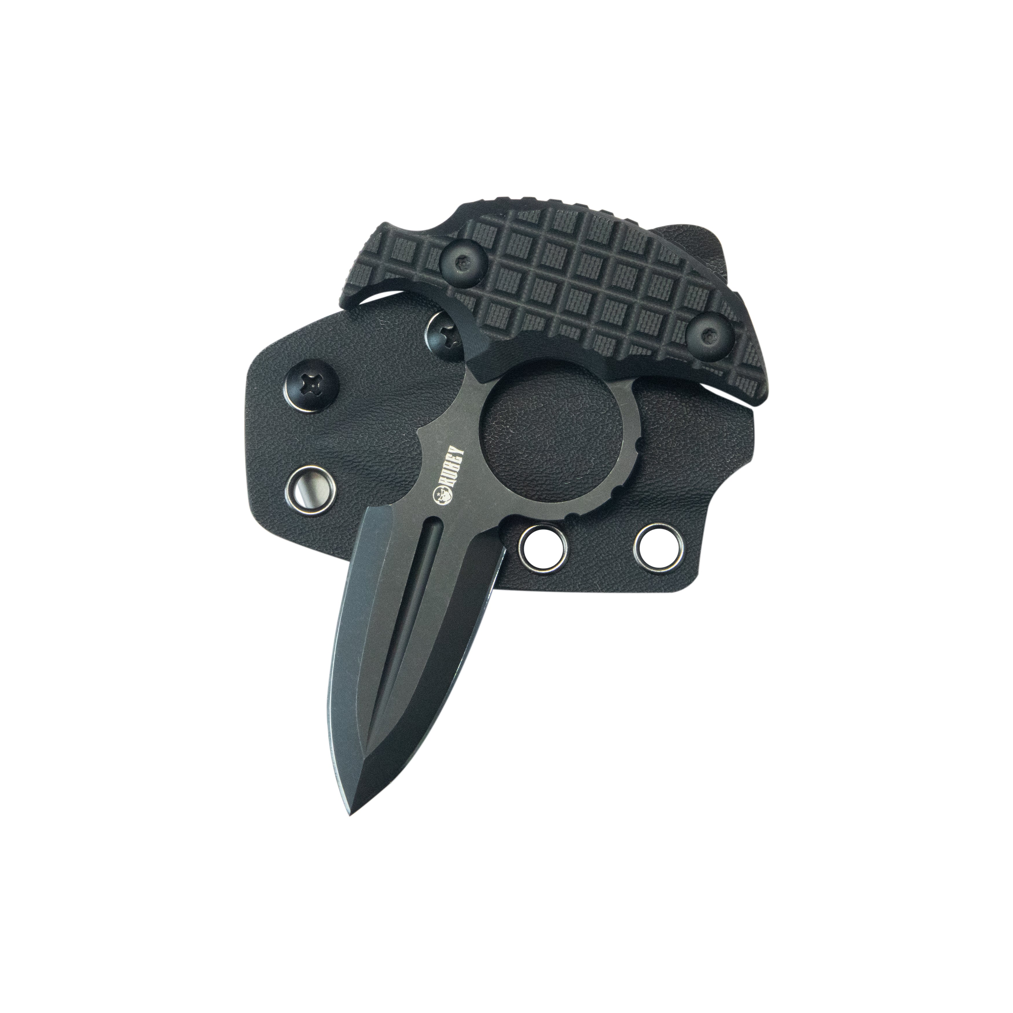 Kubey Cavy Fixed Blade Knife Black G10 Handle 2.95'' Blackwash 14C28N Blade KU403B