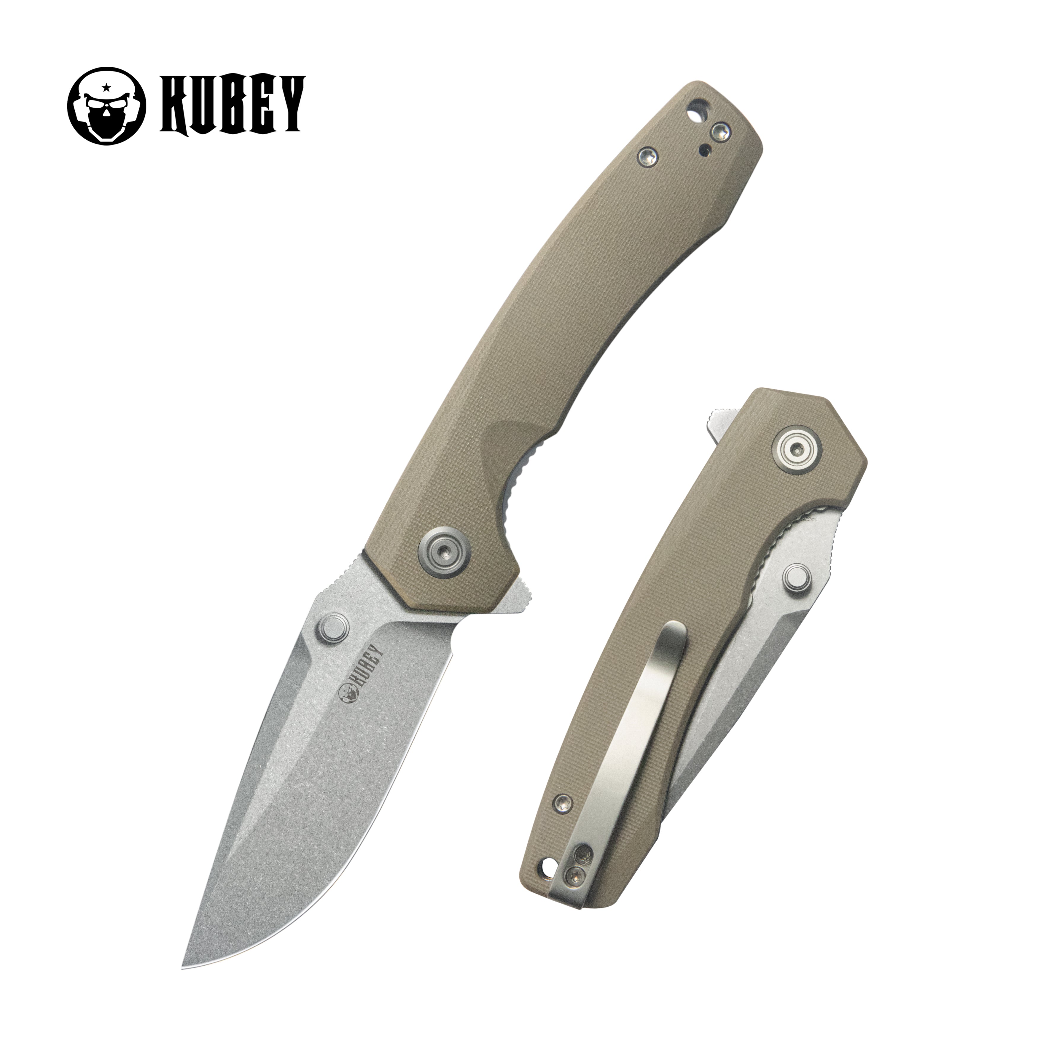 Calyce Liner Lock Flipper Folding Knife Tan G10 Handle 3.27" Bead Blasted 14C28N KU901P