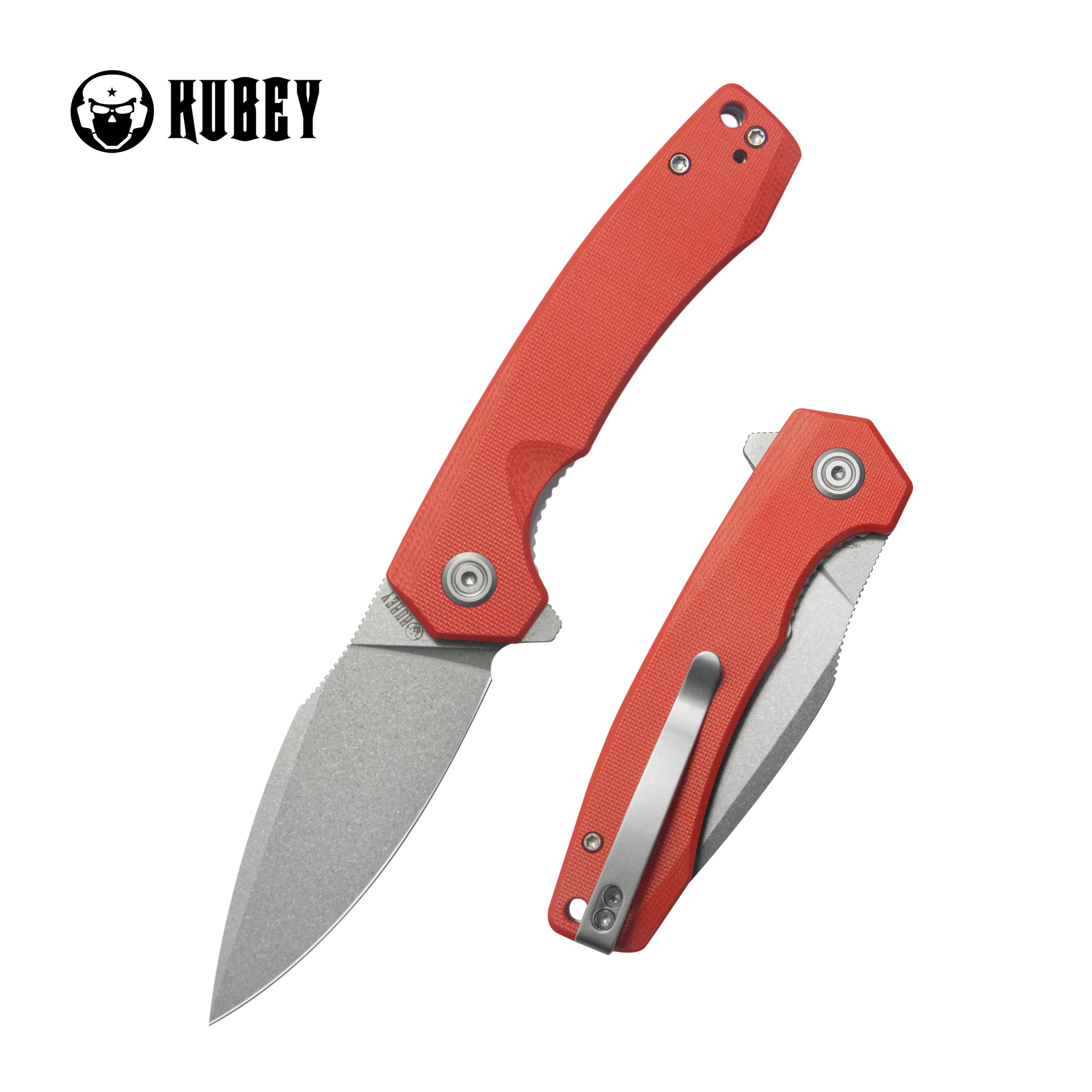 Calyce Liner Lock Flipper Folding Knife Red G10 Handle 3.27" Bead Blasted 14C28N KU901V