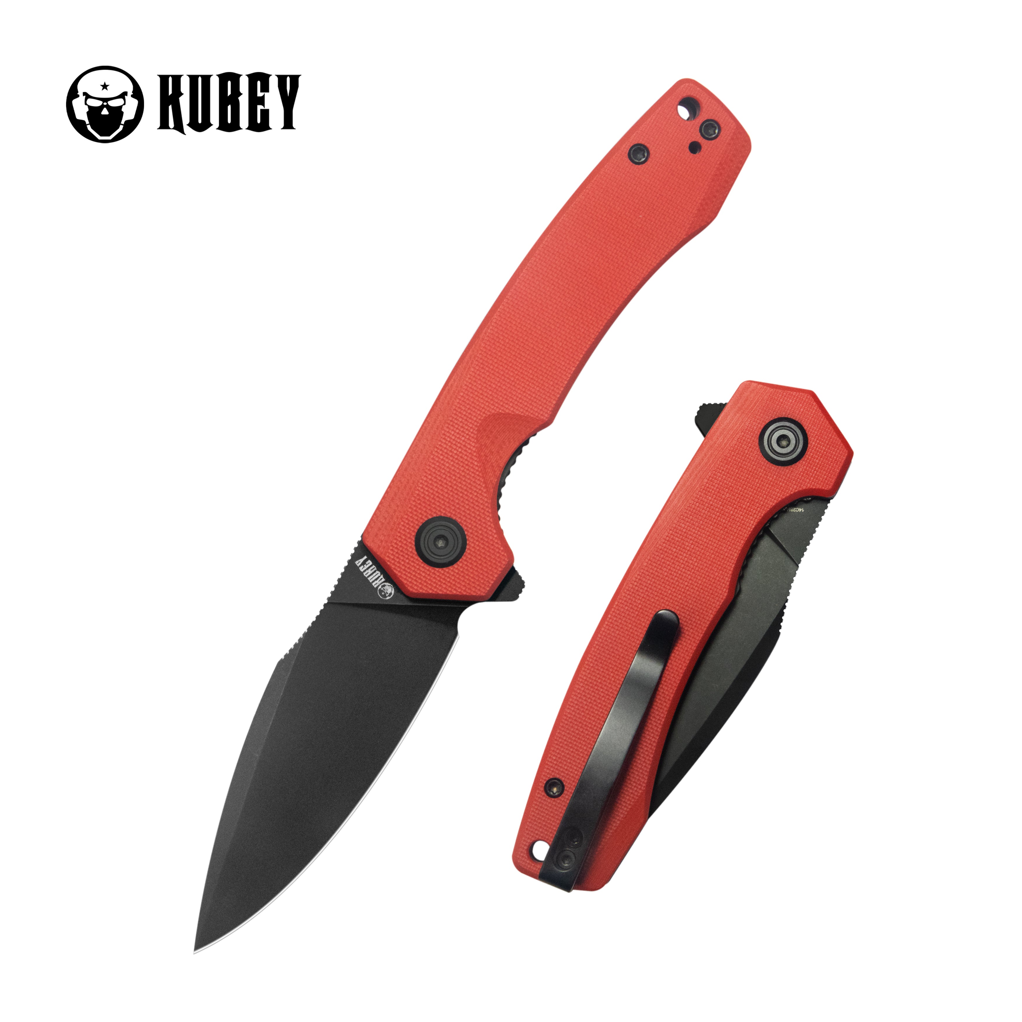 Calyce Liner Lock Flipper Folding Knife Red G10 Handle 3.27" Blackwashed 14C28N KU901X